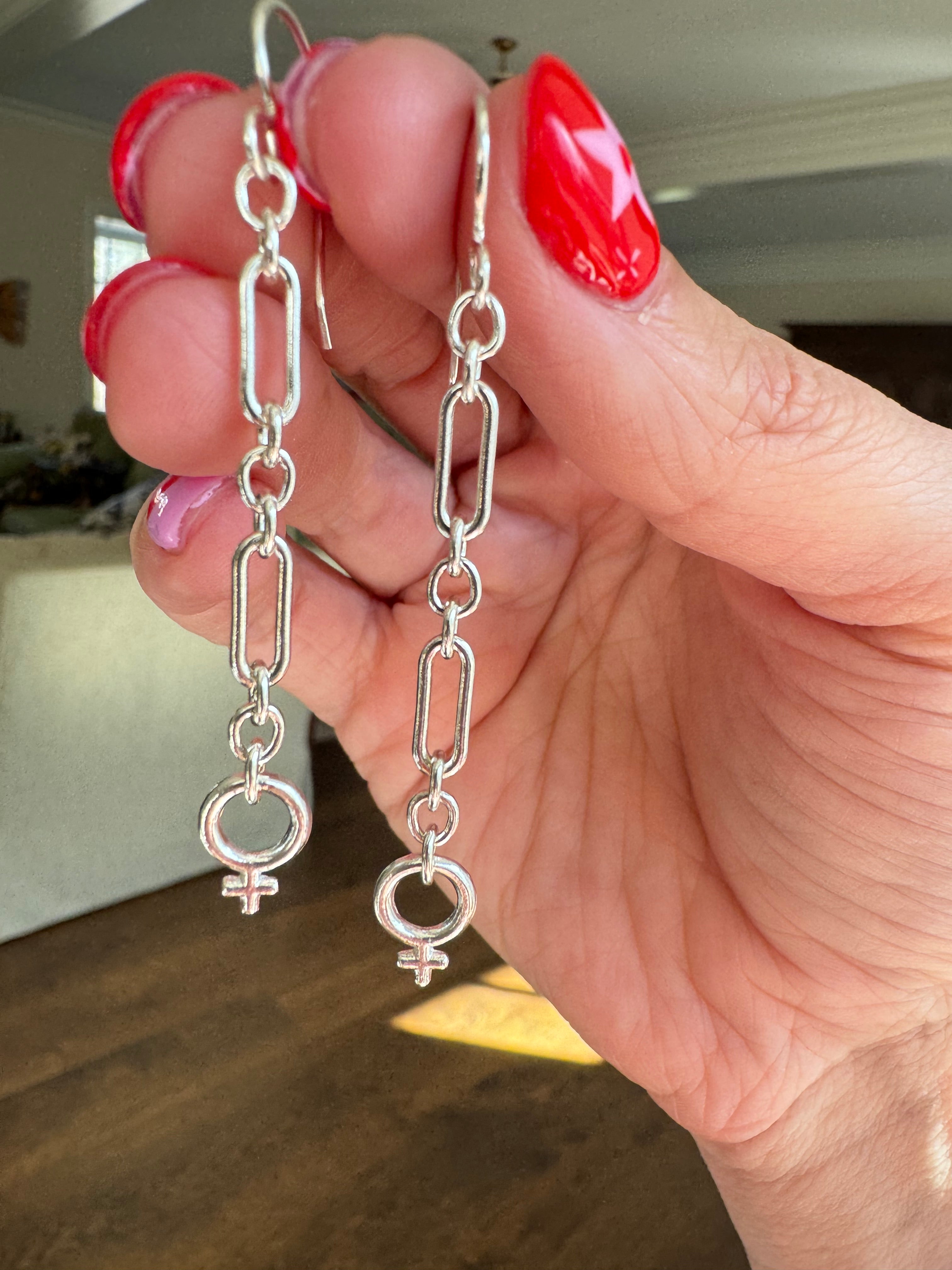 Carriage House Jewelry | F*ck the Patriarchy Chain Earrings