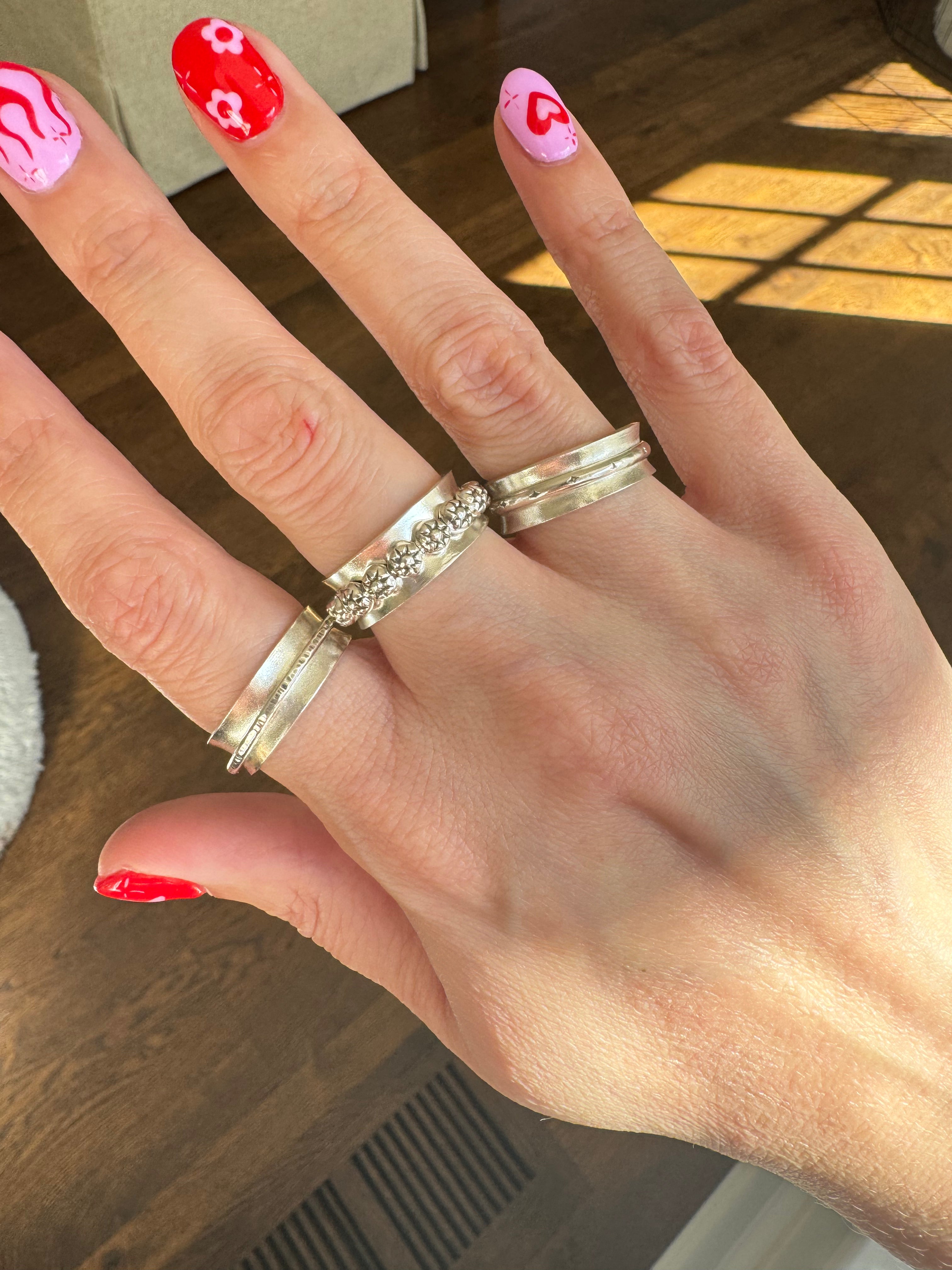Wide Band Sterling Silver Ring (Size 7)