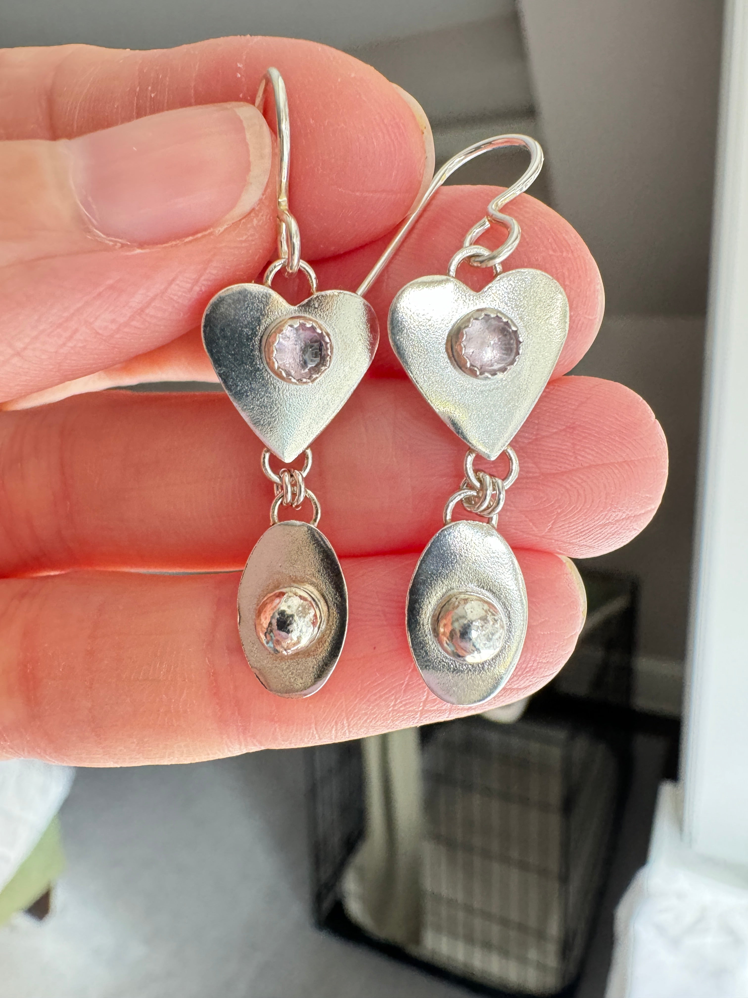 Purple Tourmaline Heart Earrings