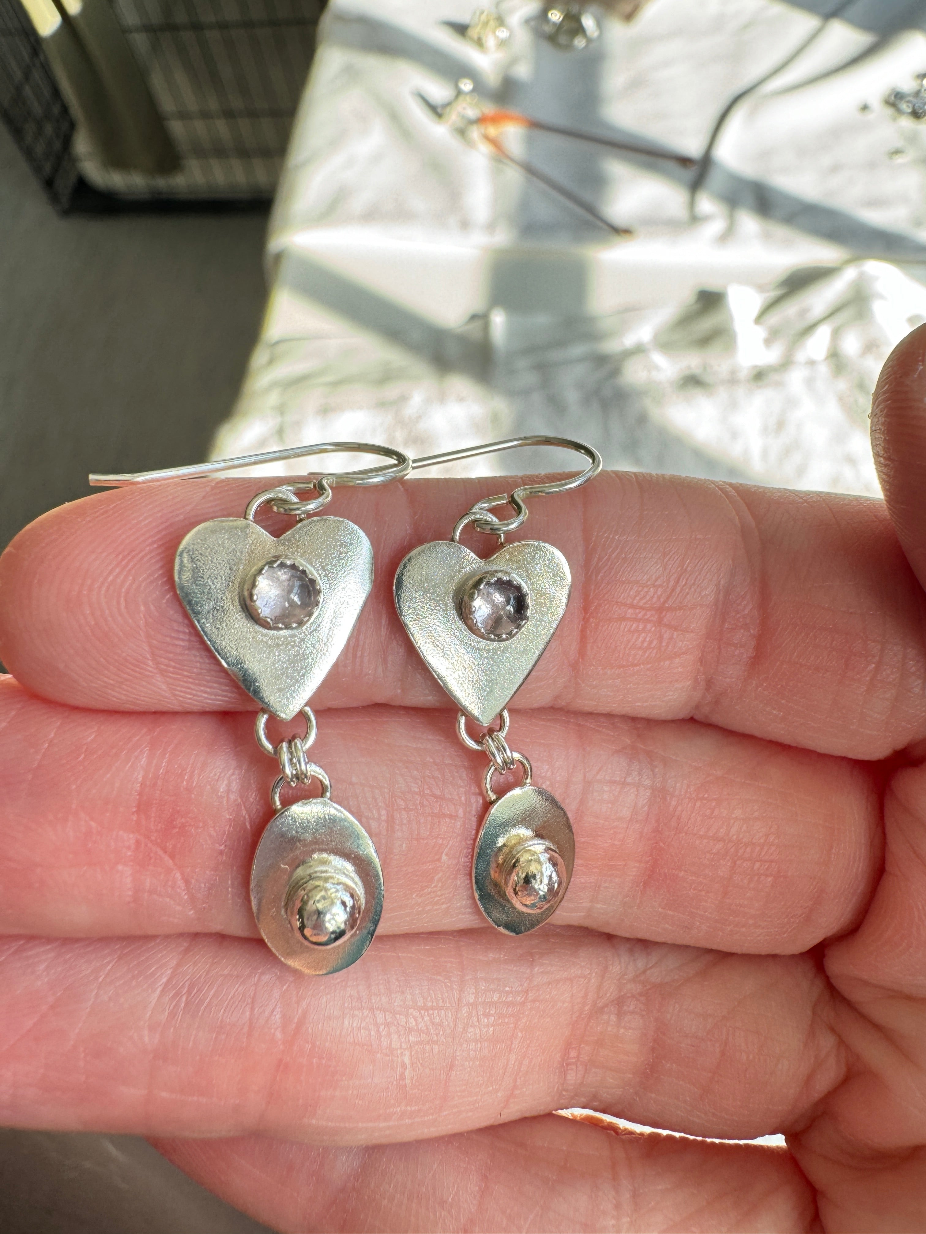 Purple Tourmaline Heart Earrings