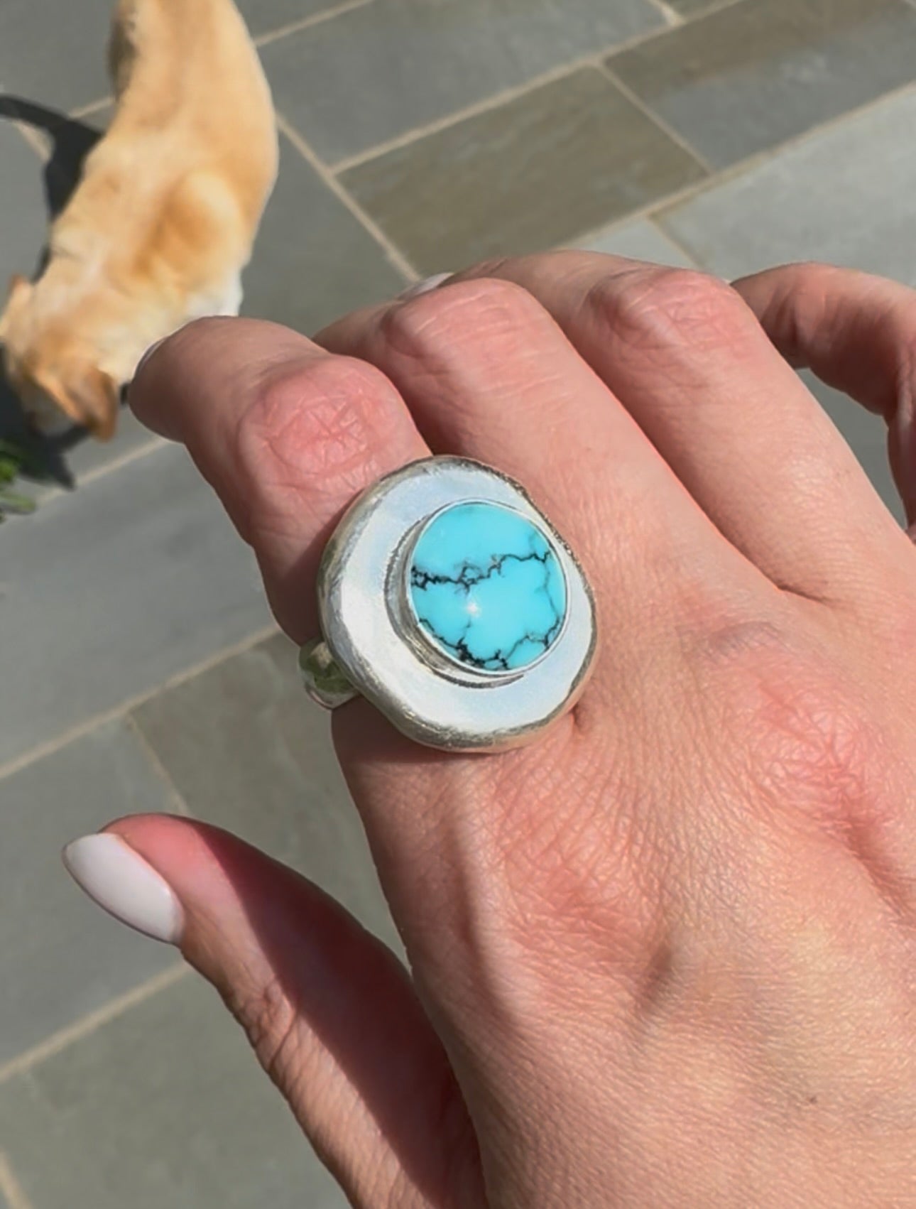 Sterling Silver Turquoise Medallion Statement Ring