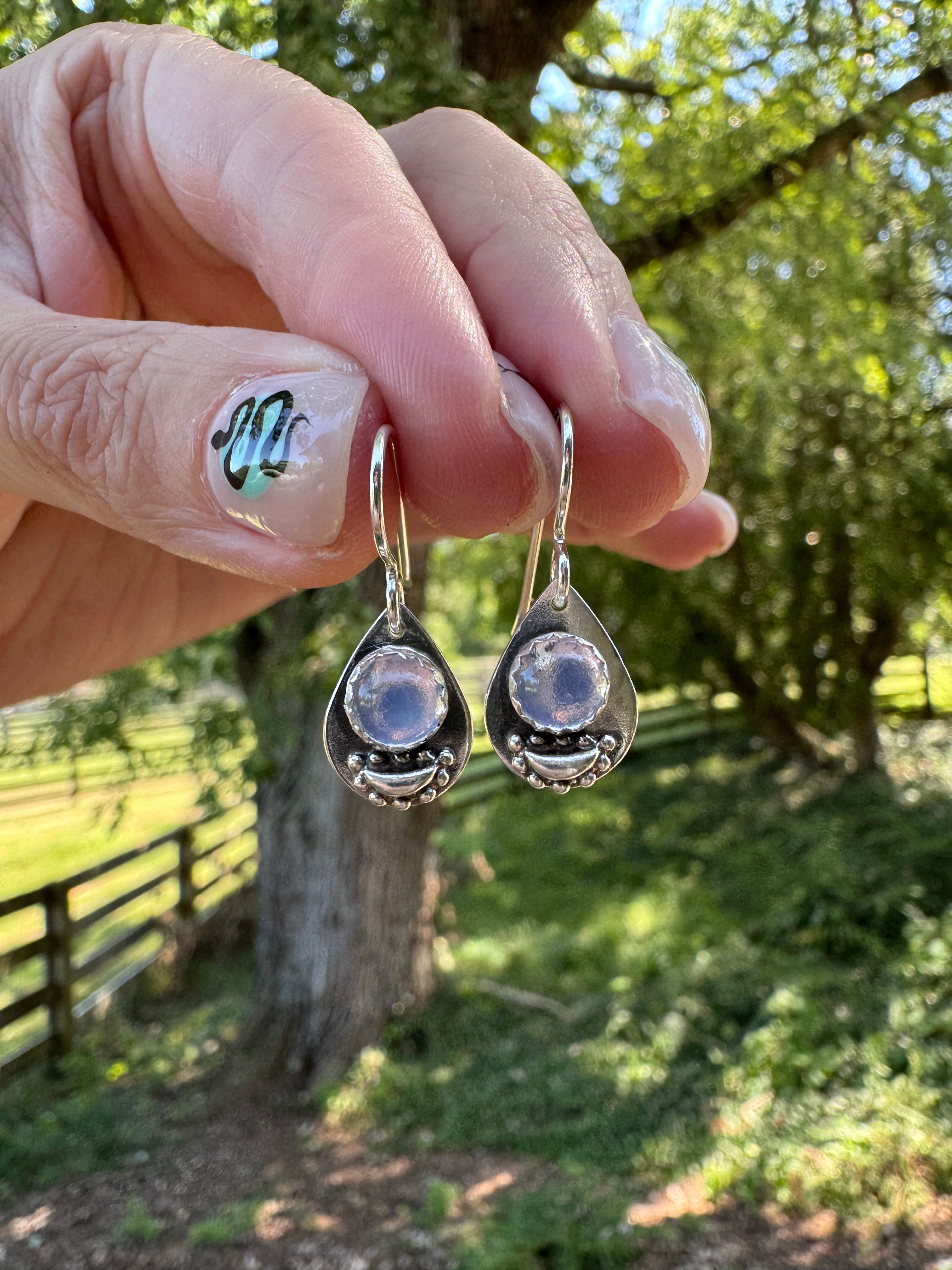 Teardrop Earrings with Lavender Moon Quartz