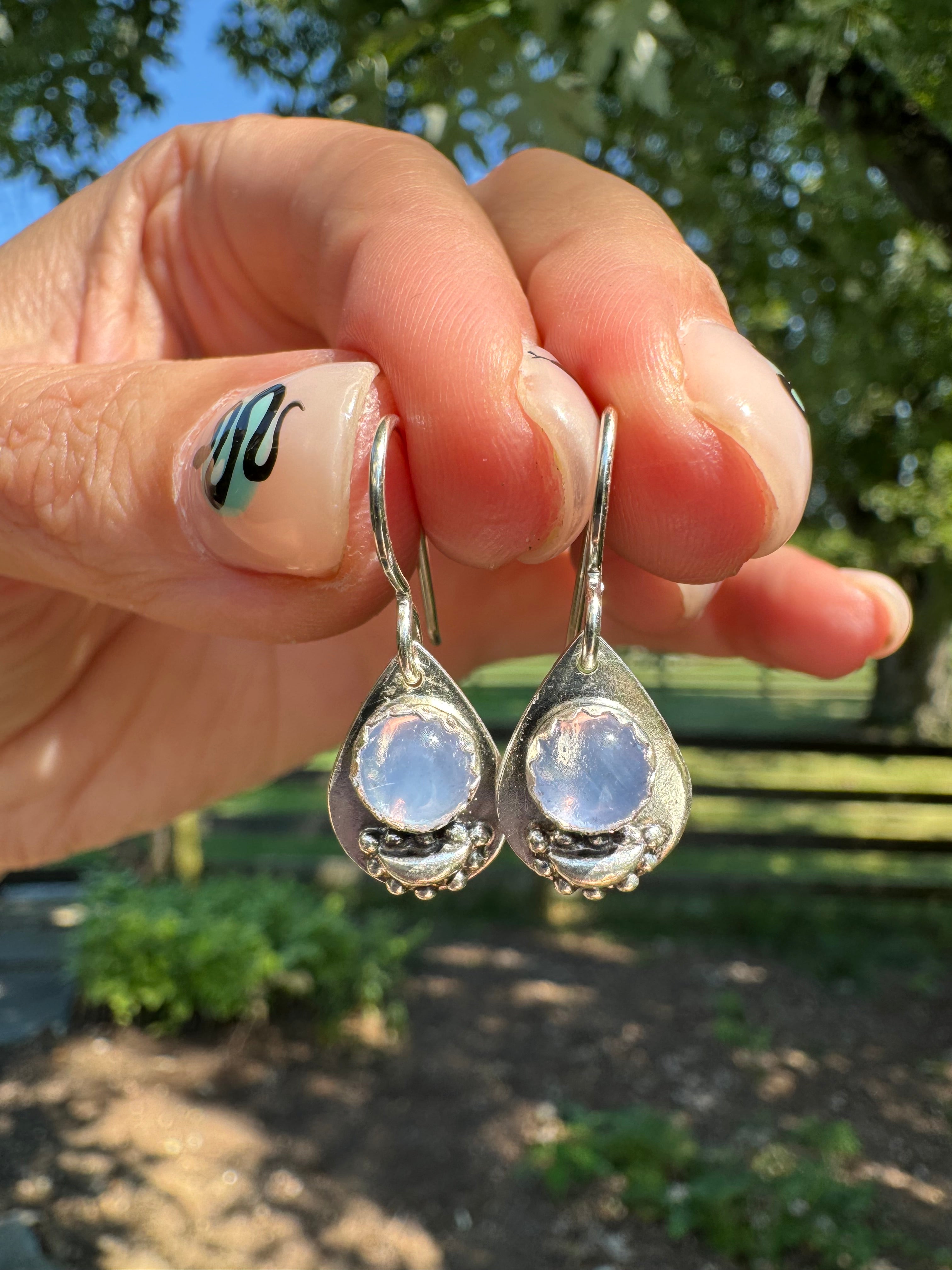 Teardrop Earrings with Lavender Moon Quartz