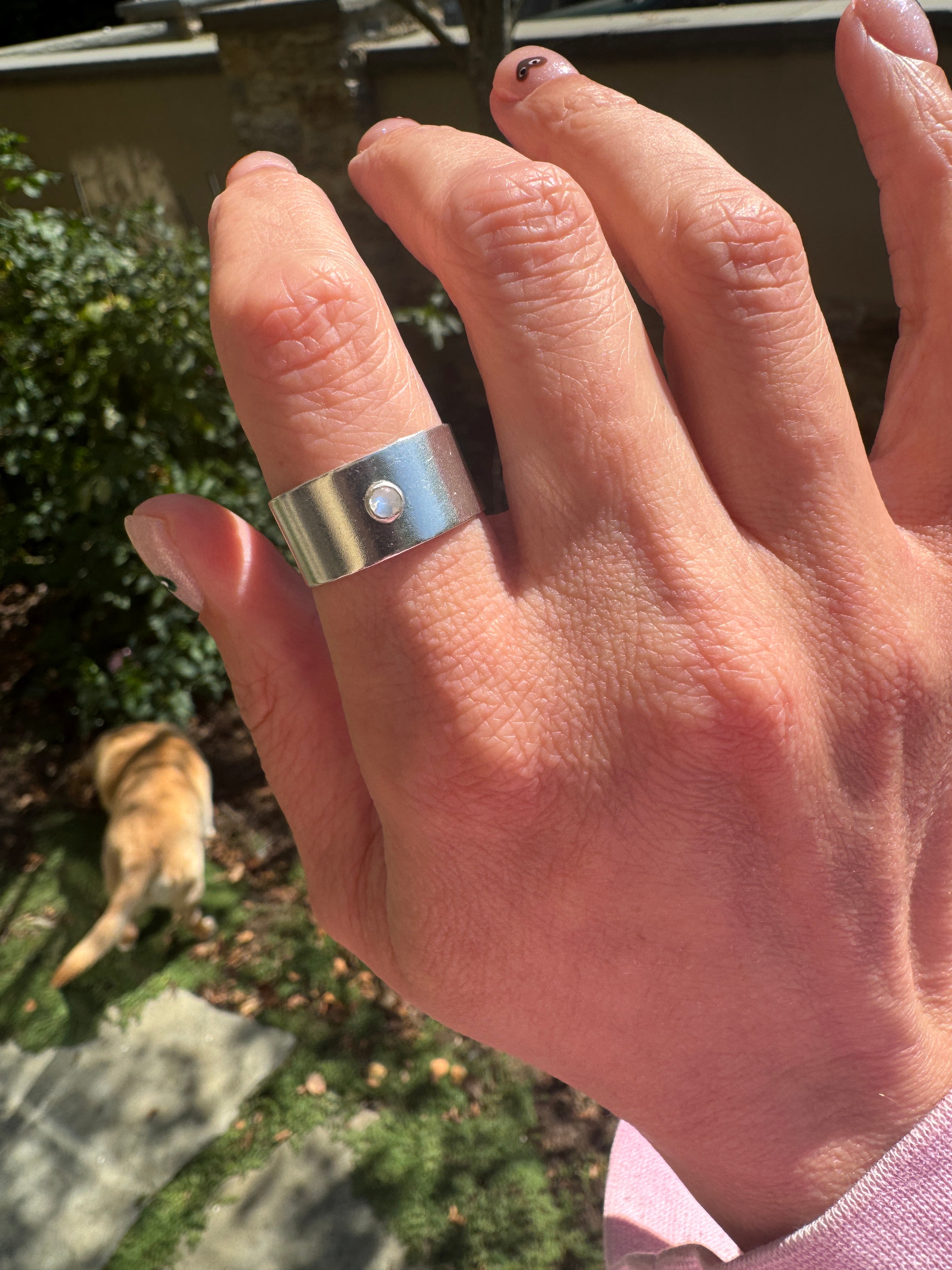Wide Band Rings with 3mm Stones
