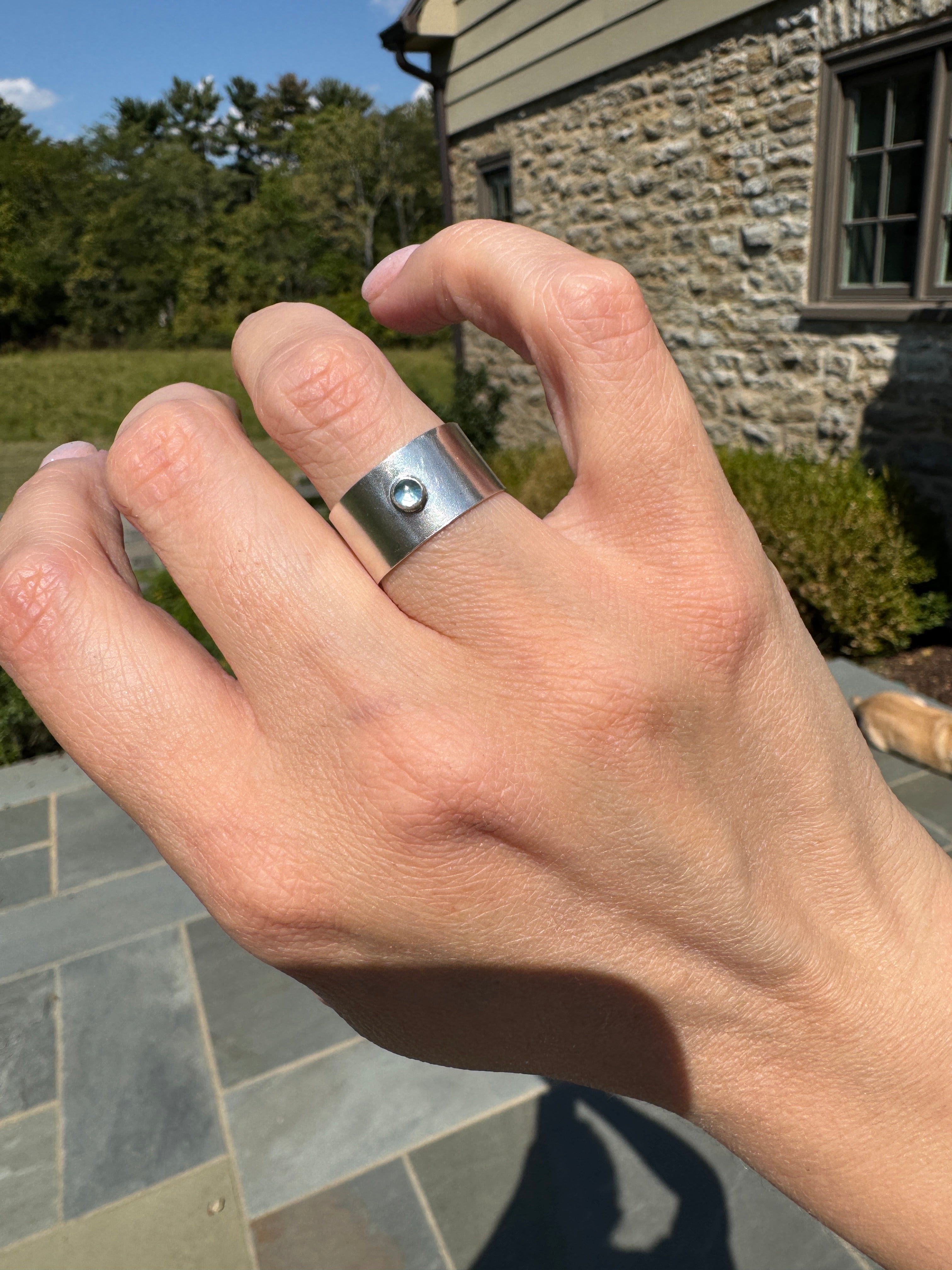 Wide Band Rings with 3mm Stones