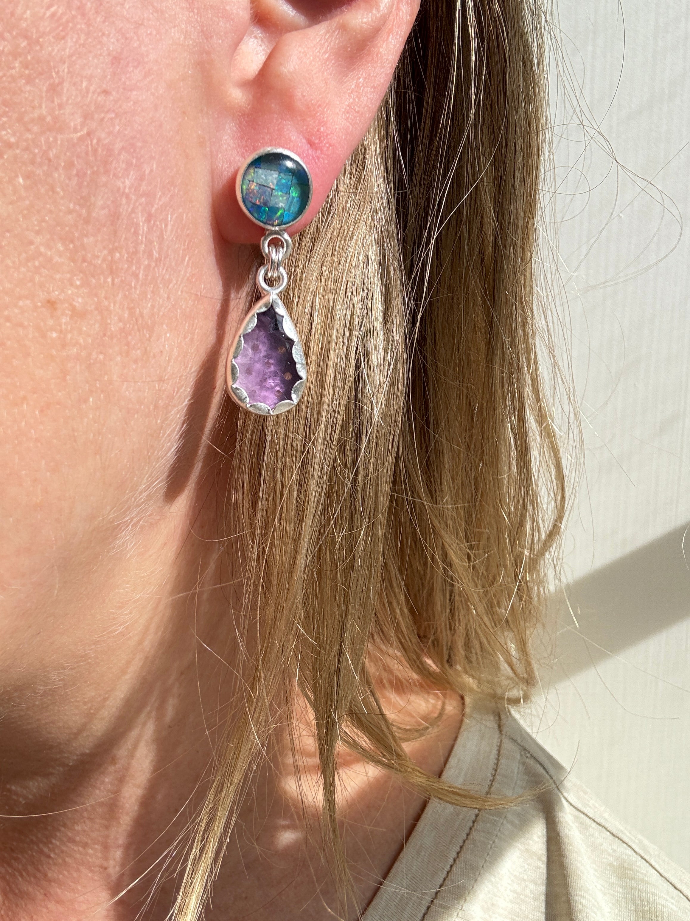 Amethyst with Kyocera Mosaic Studs