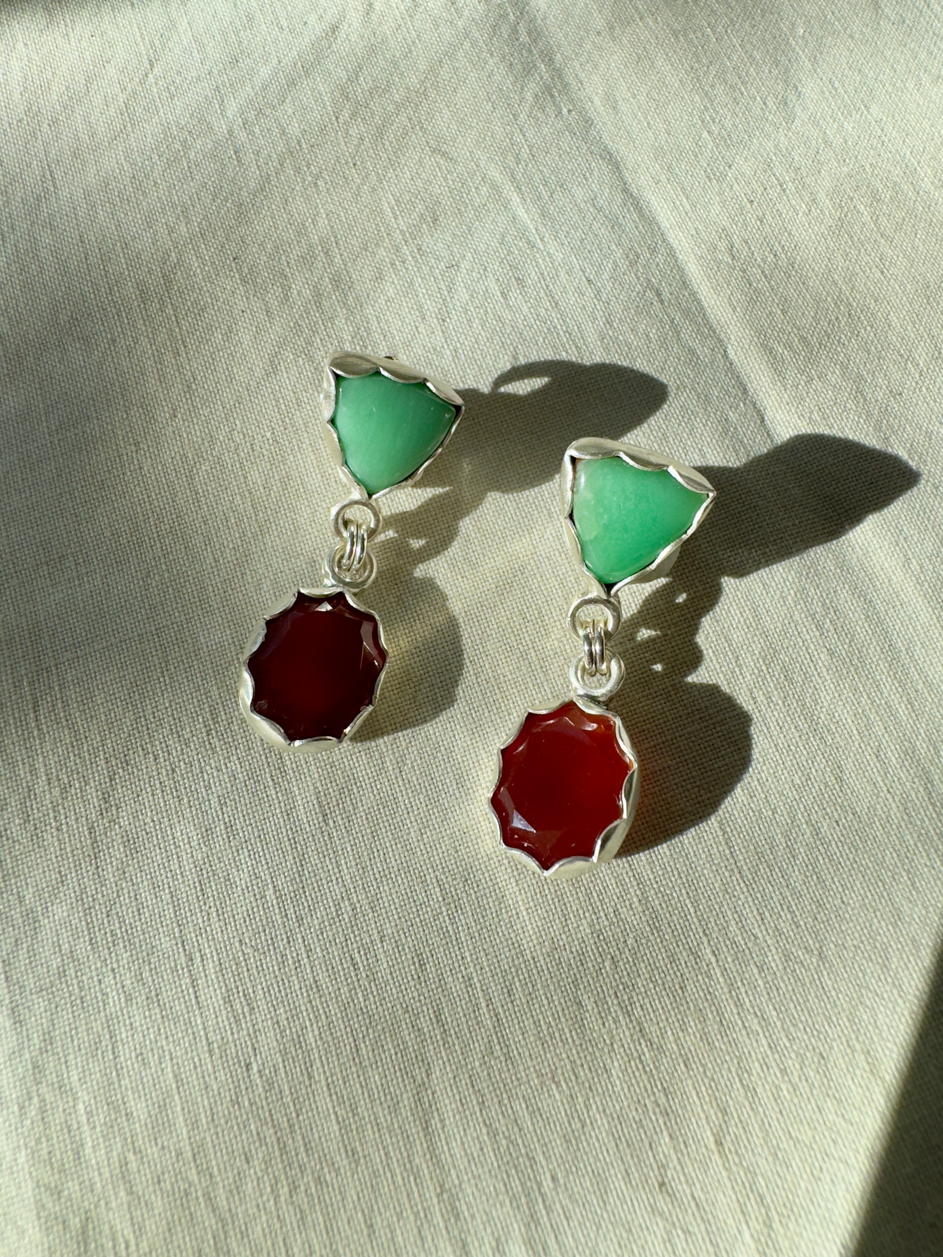 Carnelian with Lucid Variscite Studs