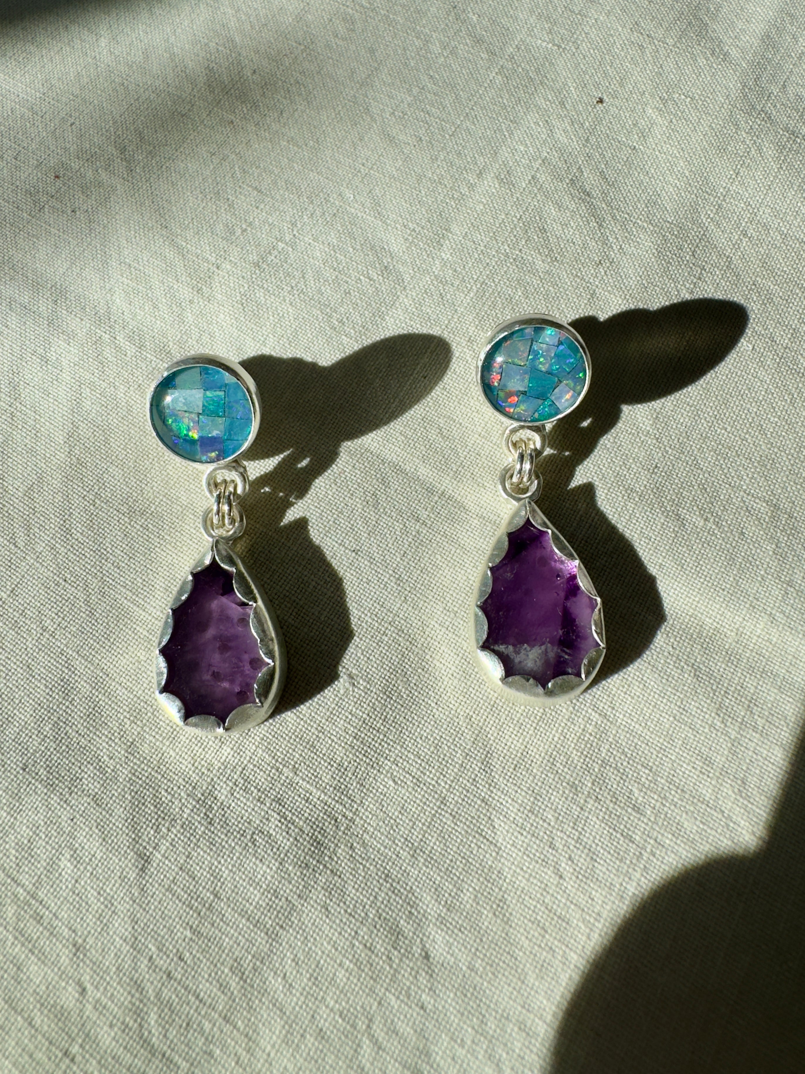 Amethyst with Kyocera Mosaic Studs