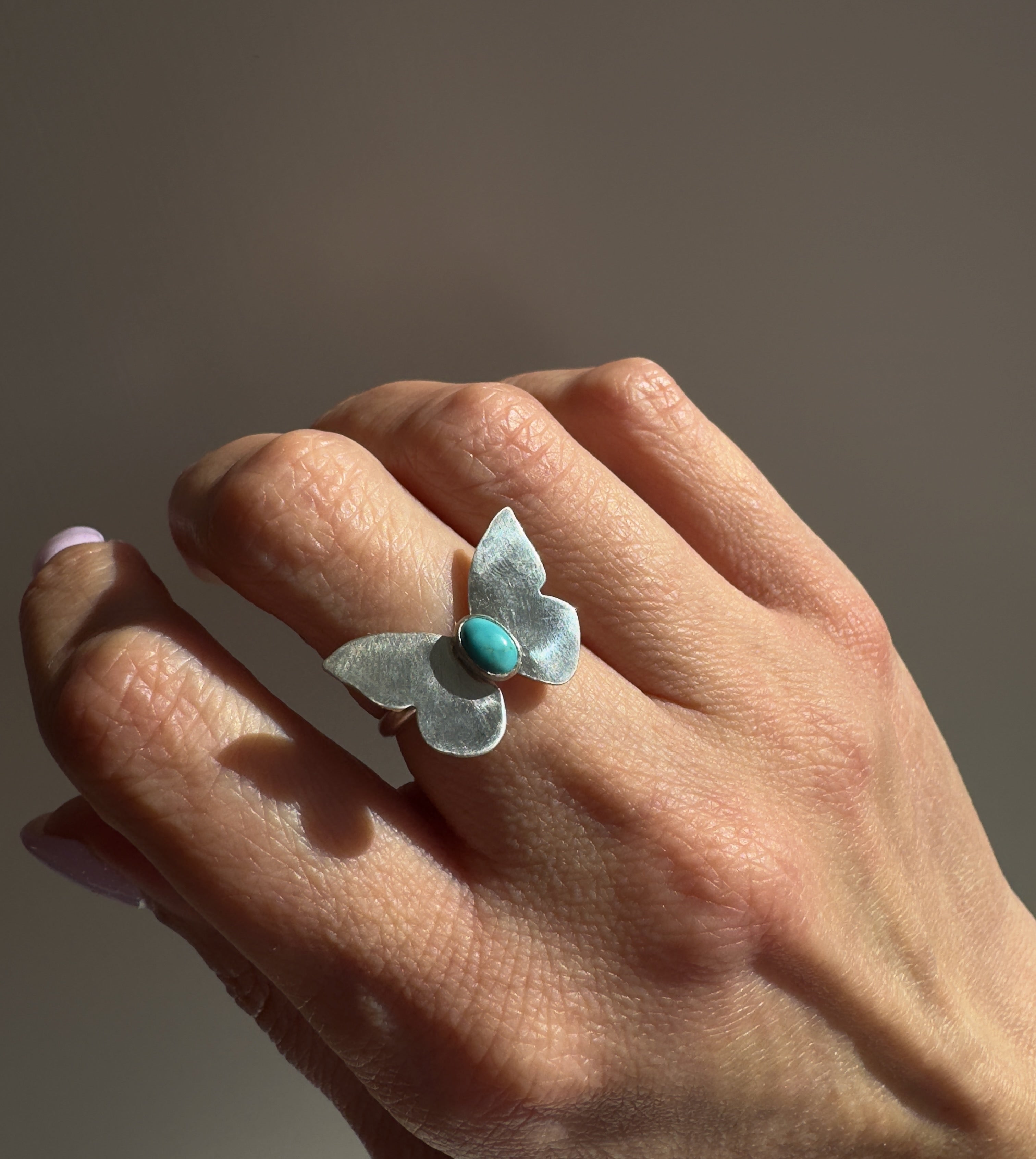 Butterfly Ring with Carico Lake Turquoise (Size 6.25)