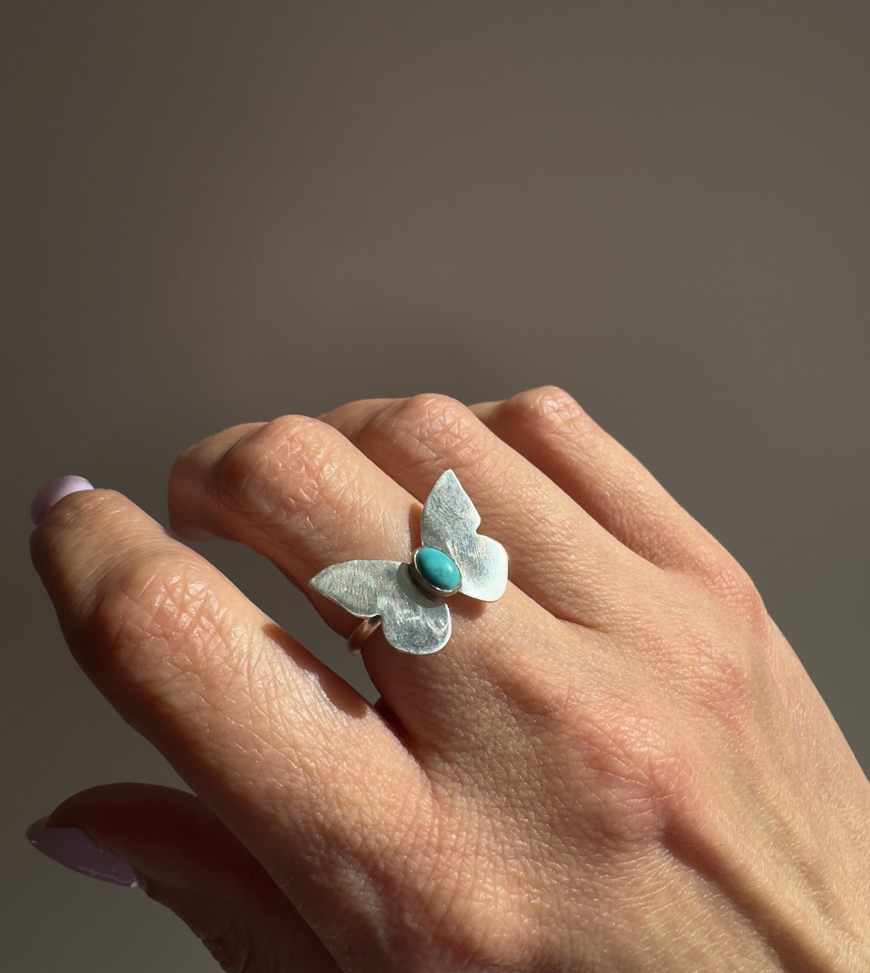 Butterfly Ring with Carico Lake Turquoise (Size 6.25)
