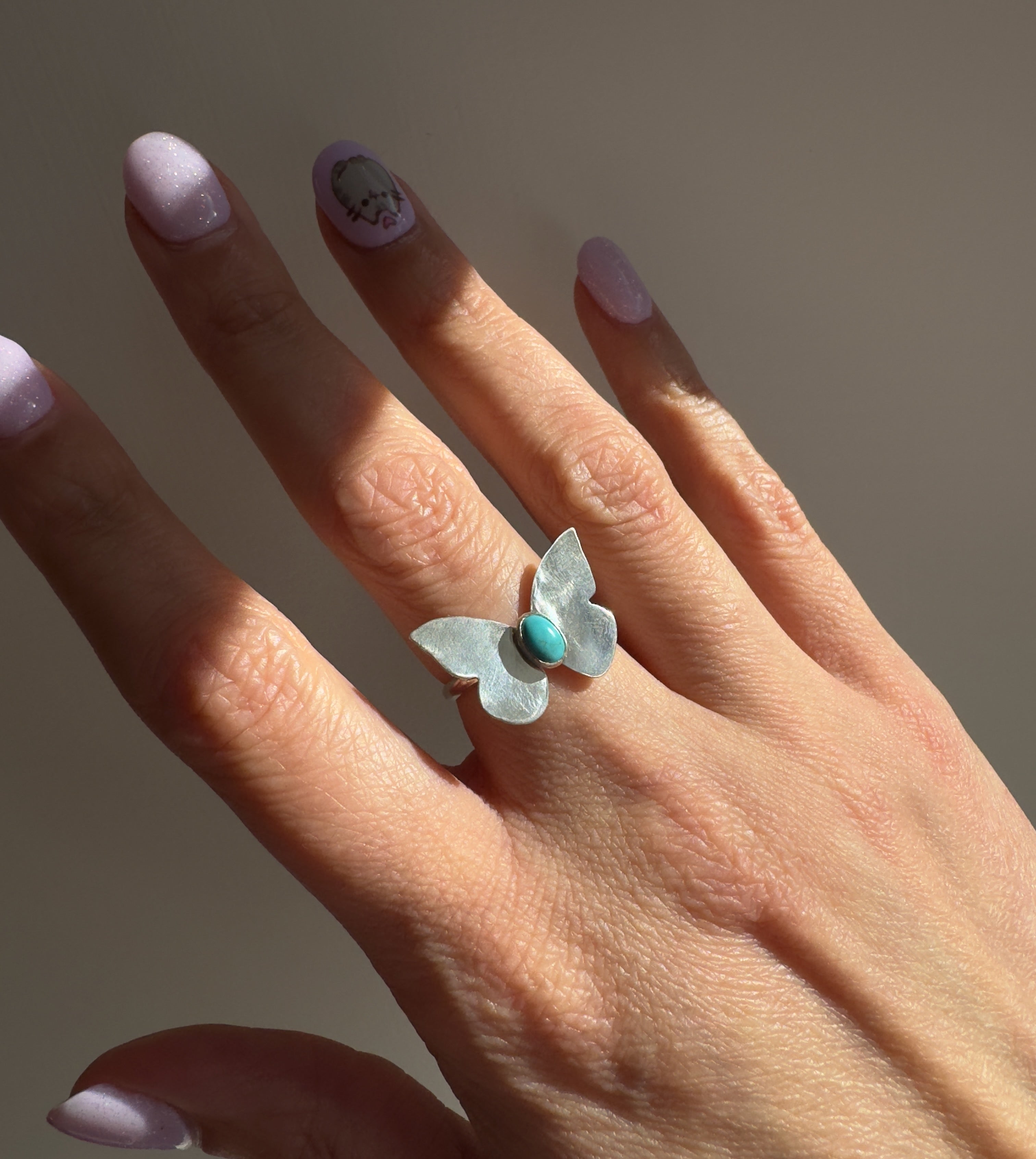 Butterfly Ring with Carico Lake Turquoise (Size 6.25)