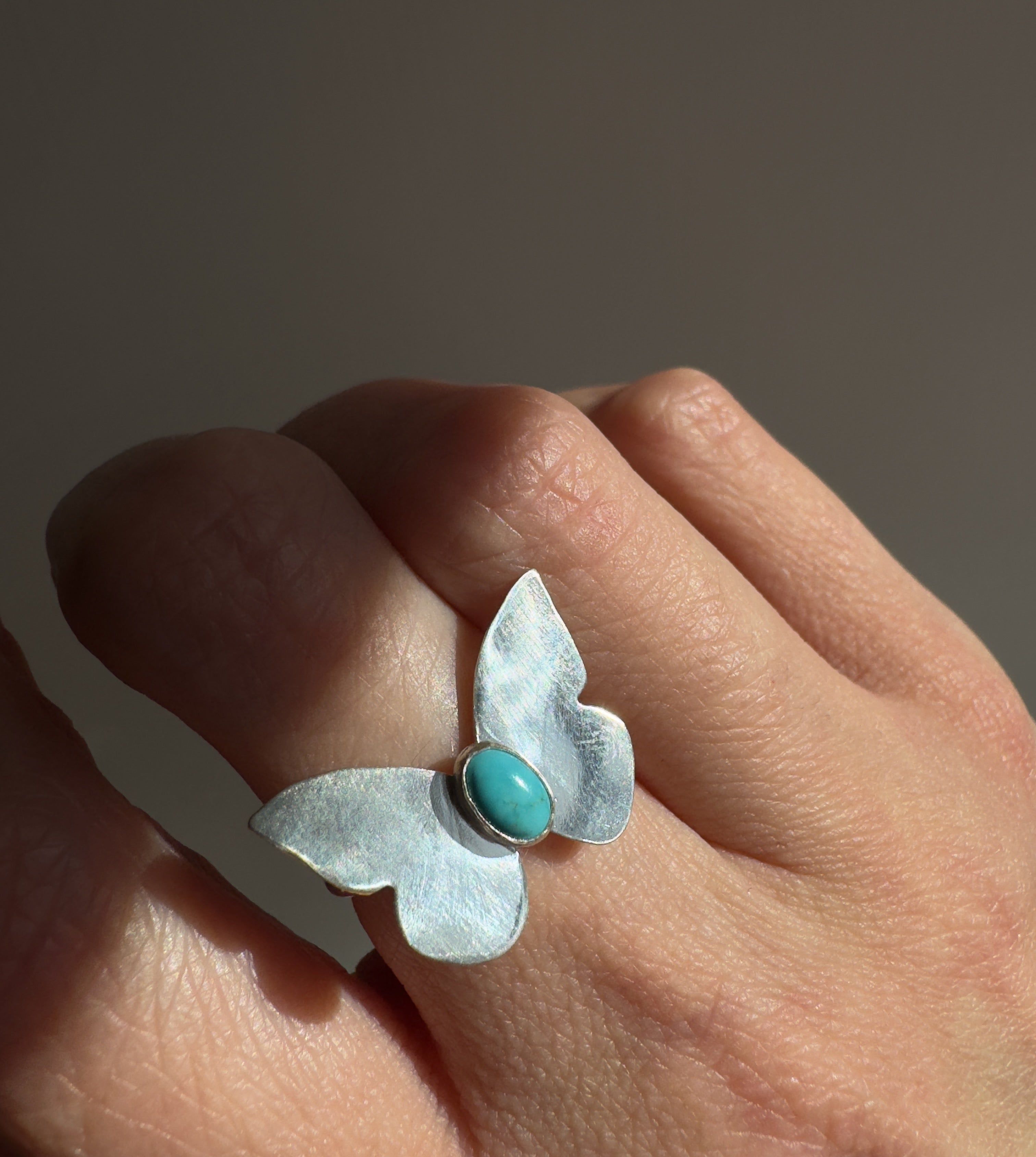 Butterfly Ring with Carico Lake Turquoise (Size 6.25)
