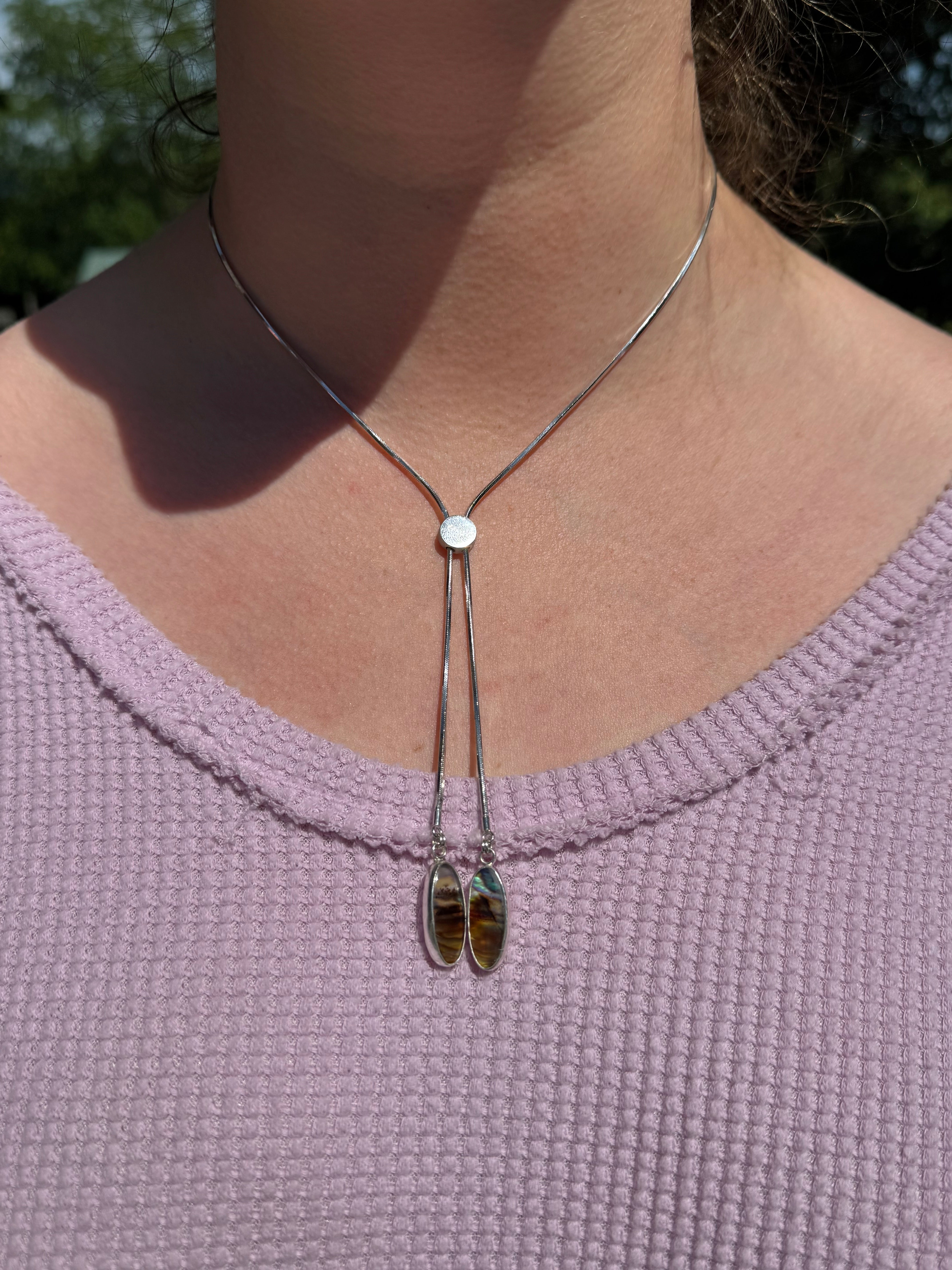 Abalone & Montana Agate Bolo Necklace