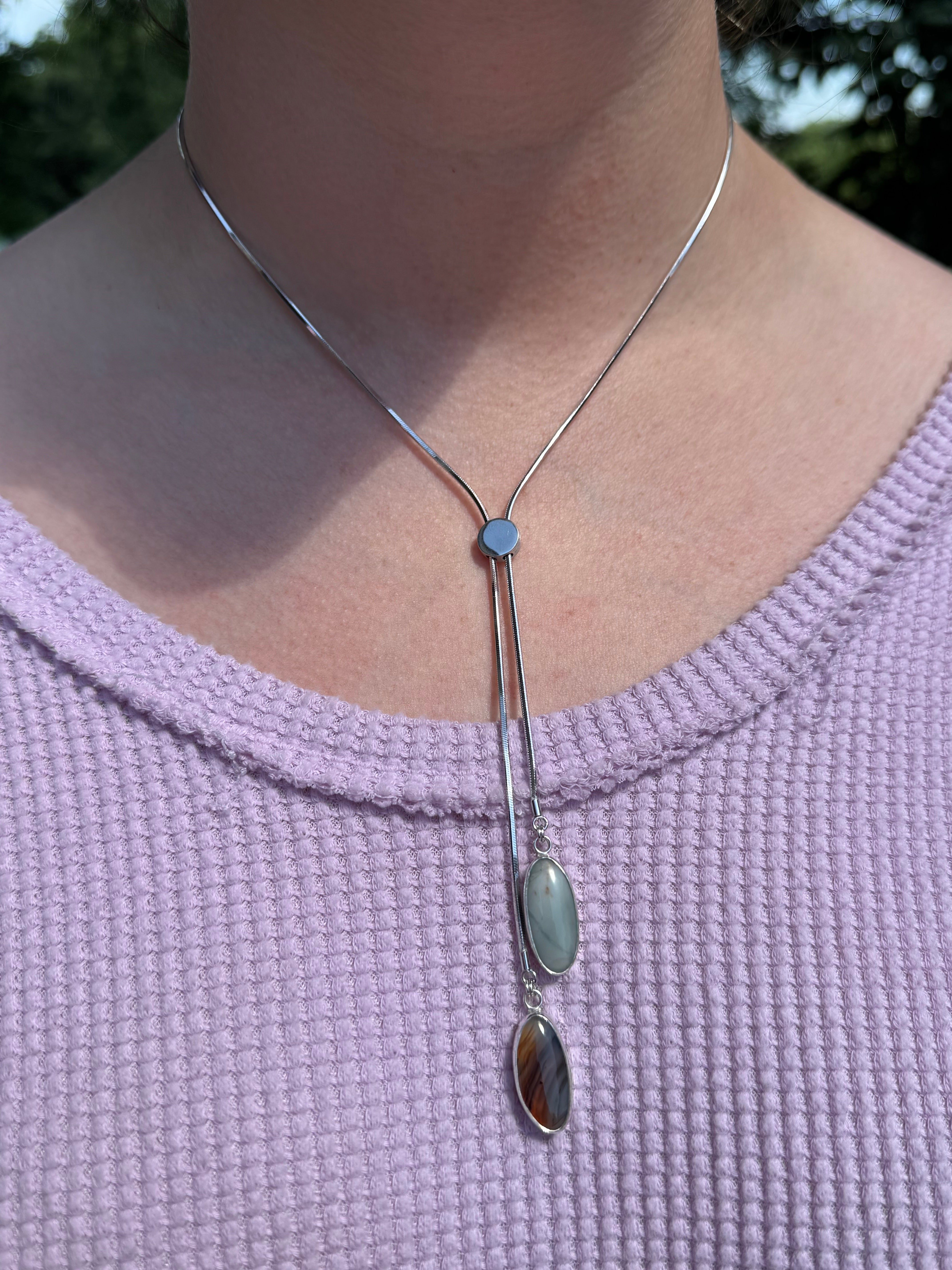 Montana Agate & Skaggs Jasper Bolo Necklace