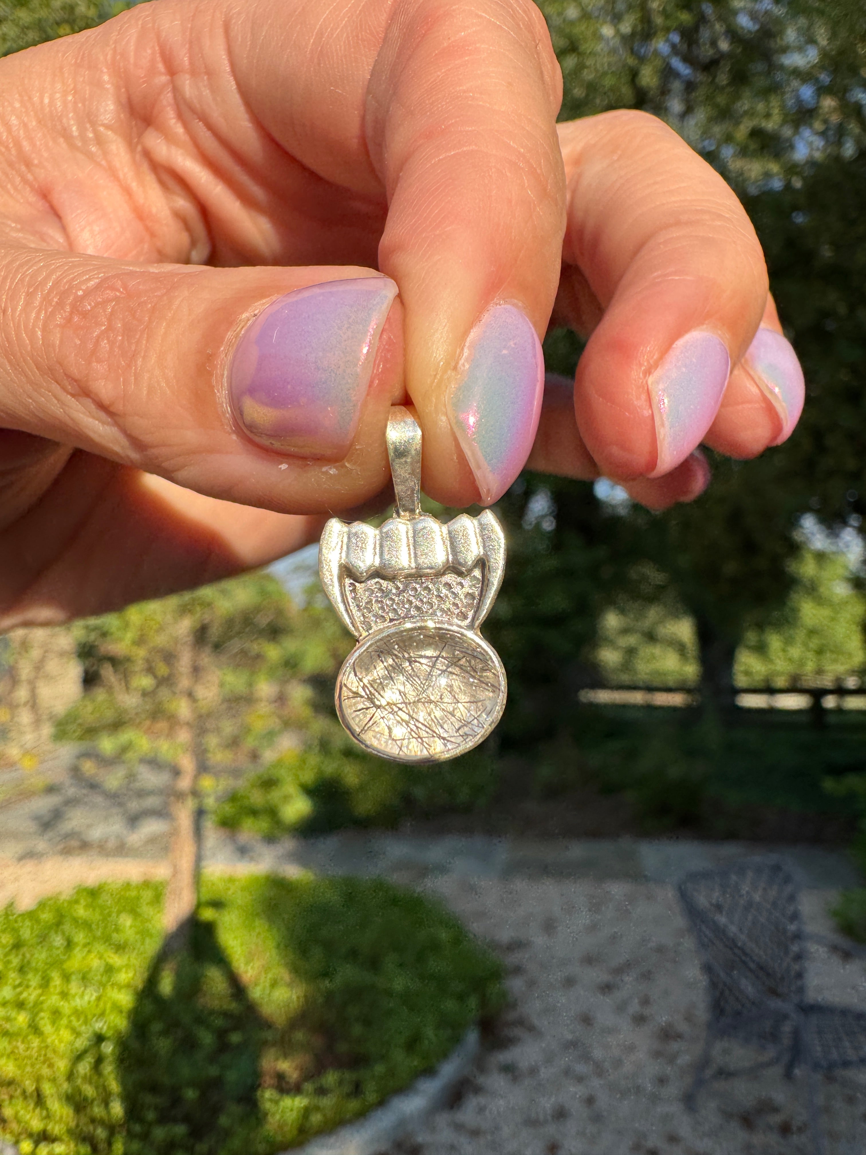 Fang Pendant with Black Quartz Rutile