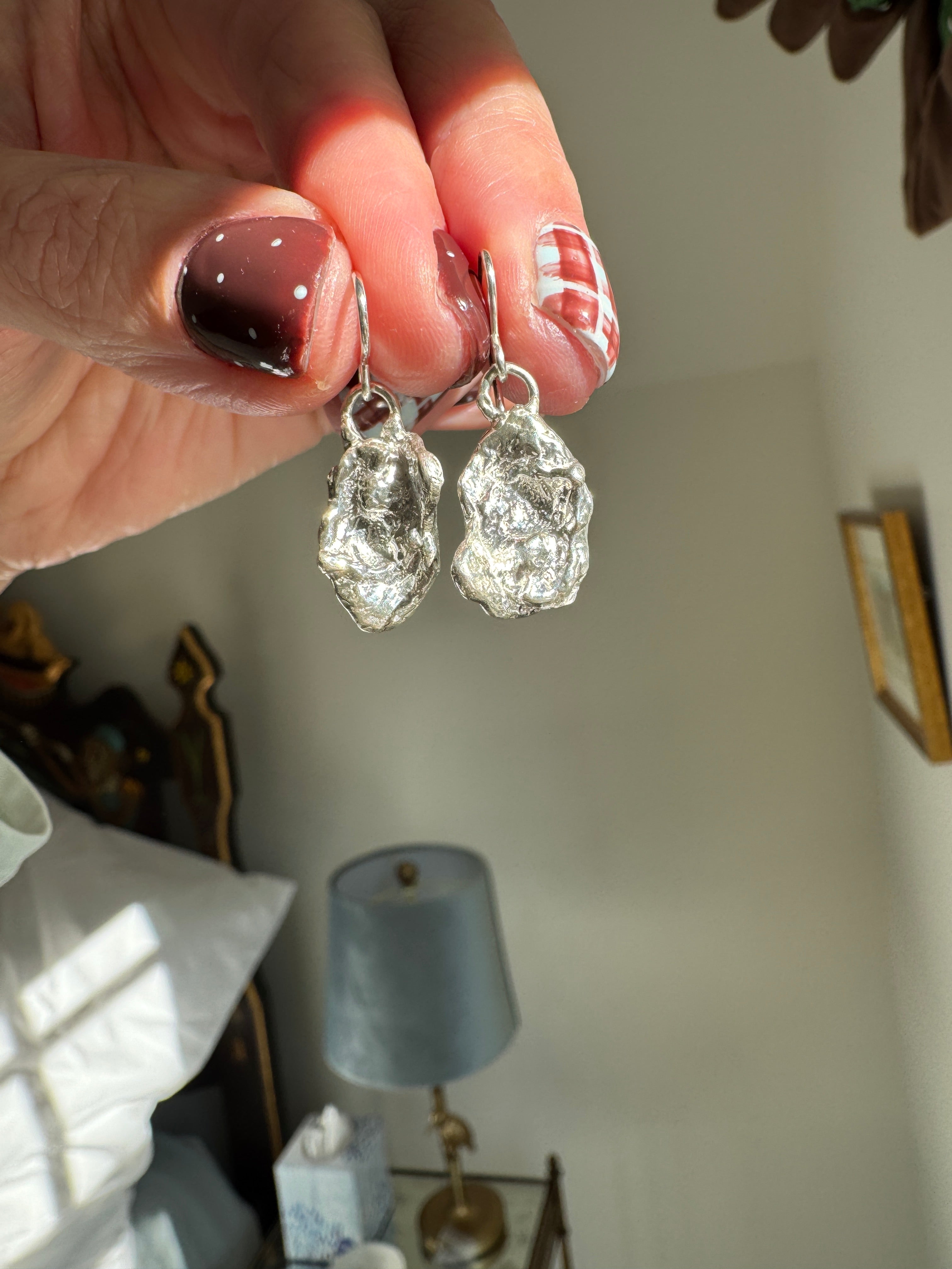 Sterling Silver Water Cast Drop Earrings