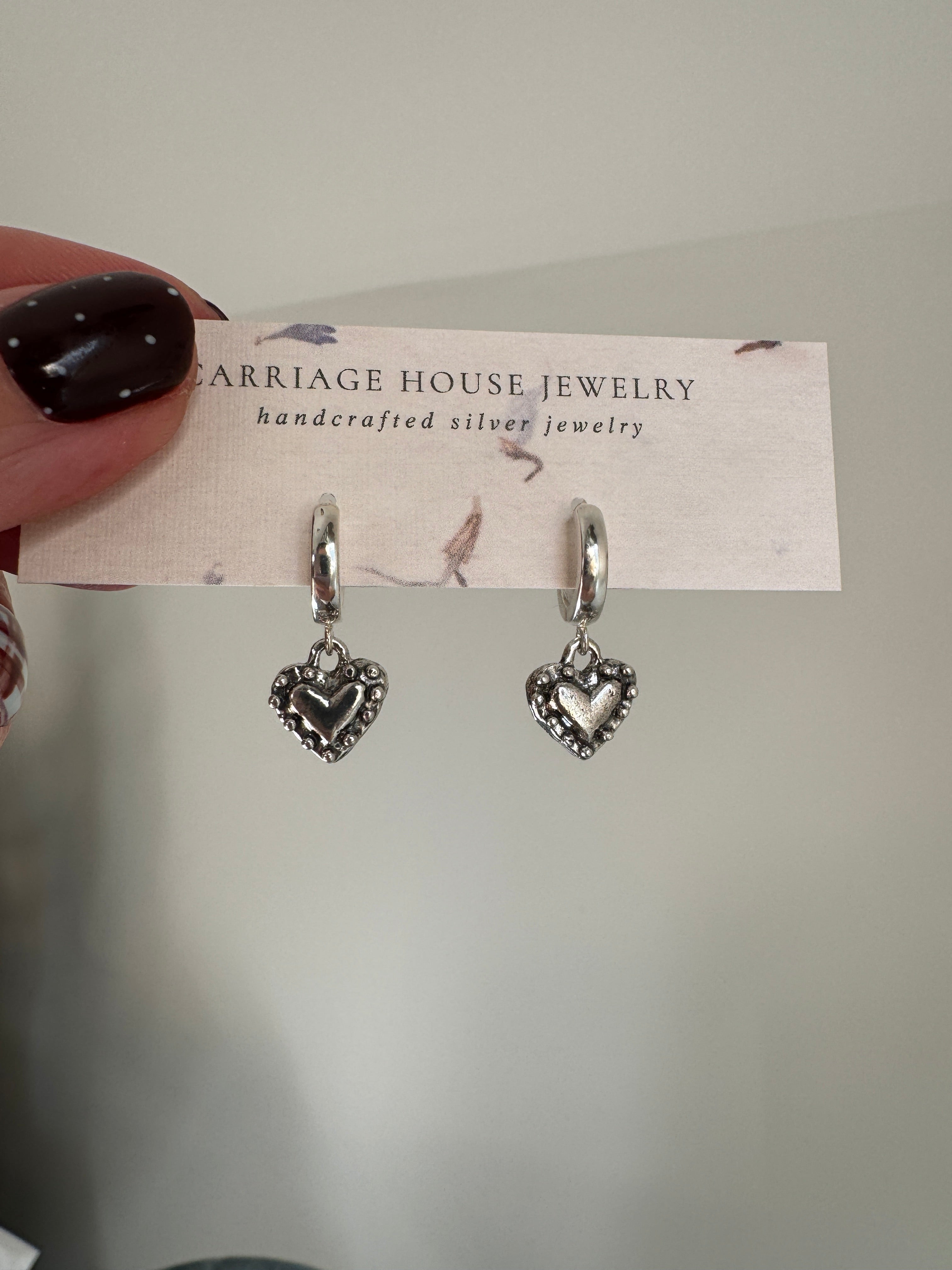 Small Sterling Silver Heart Hoops