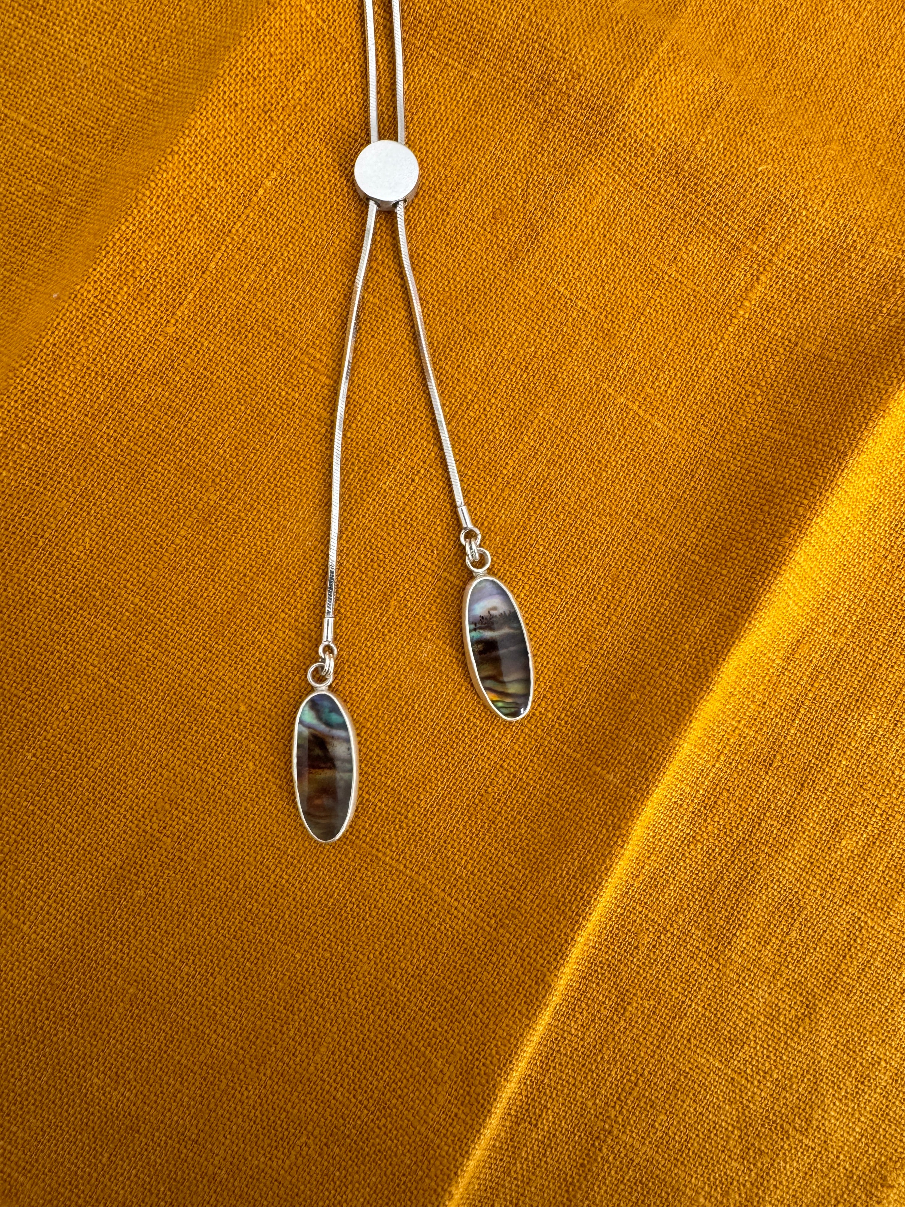 Abalone & Montana Agate Bolo Necklace