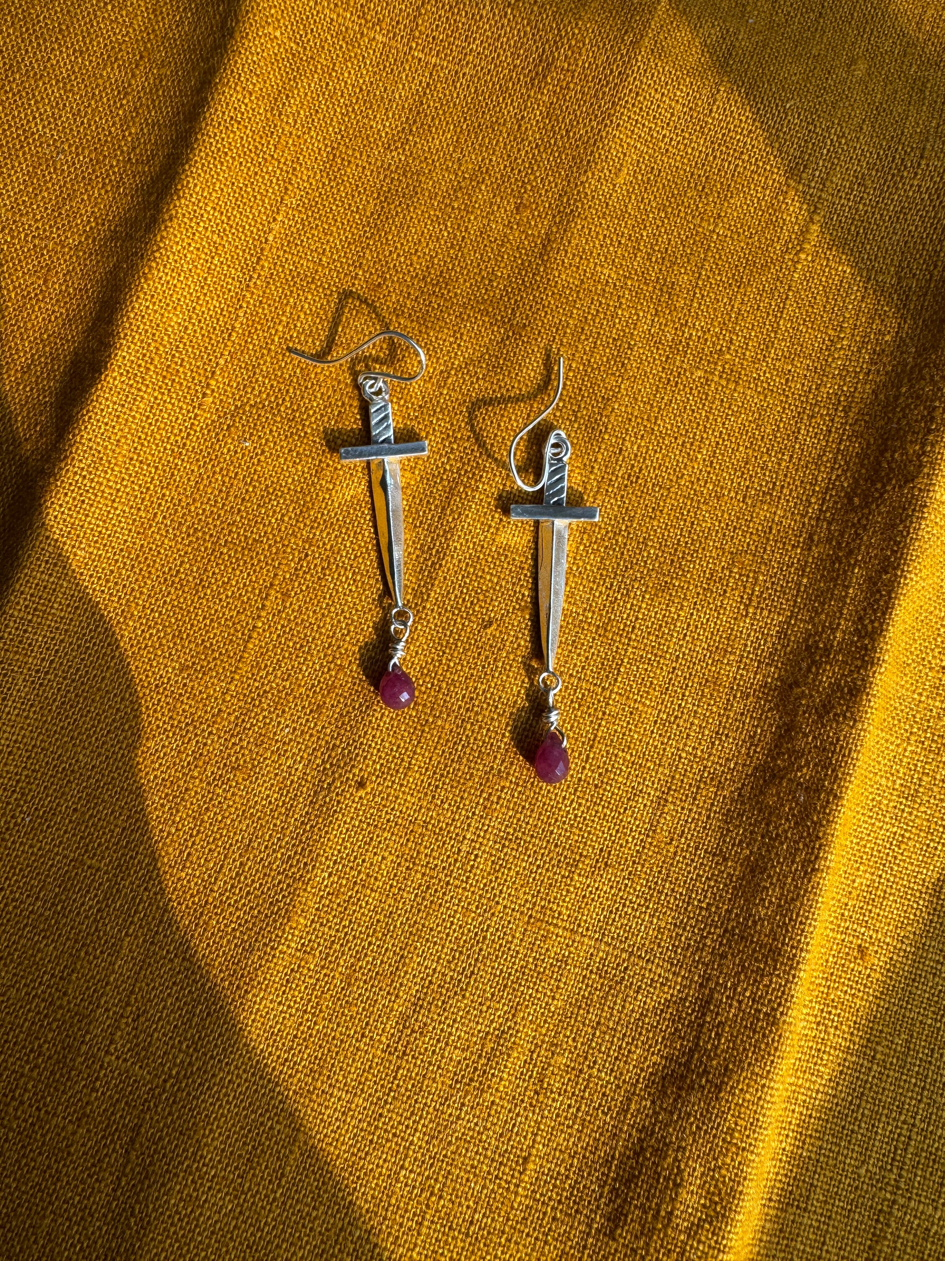 Sword Earrings with Beads