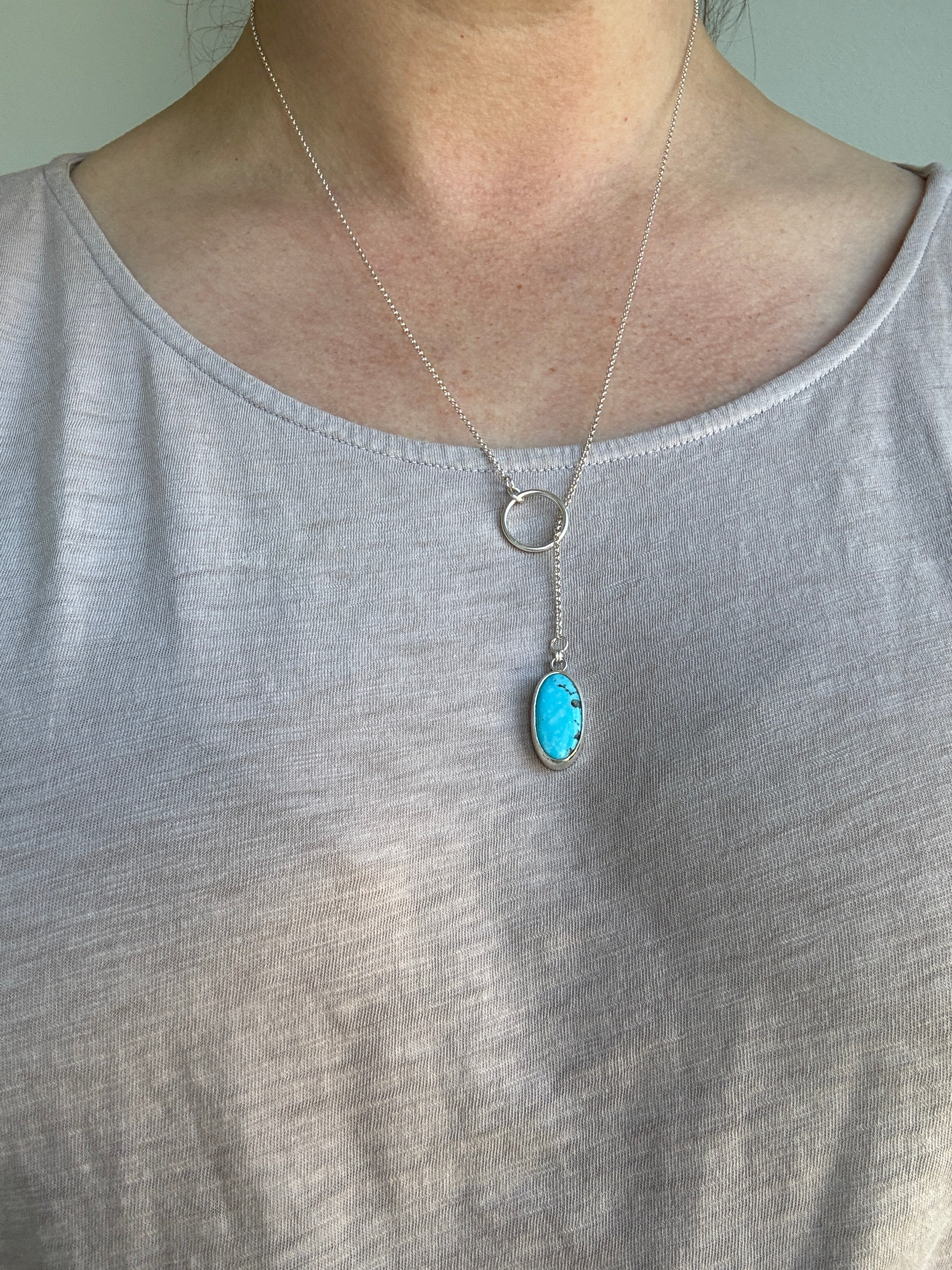 Kingman Turquoise Lariat Necklace