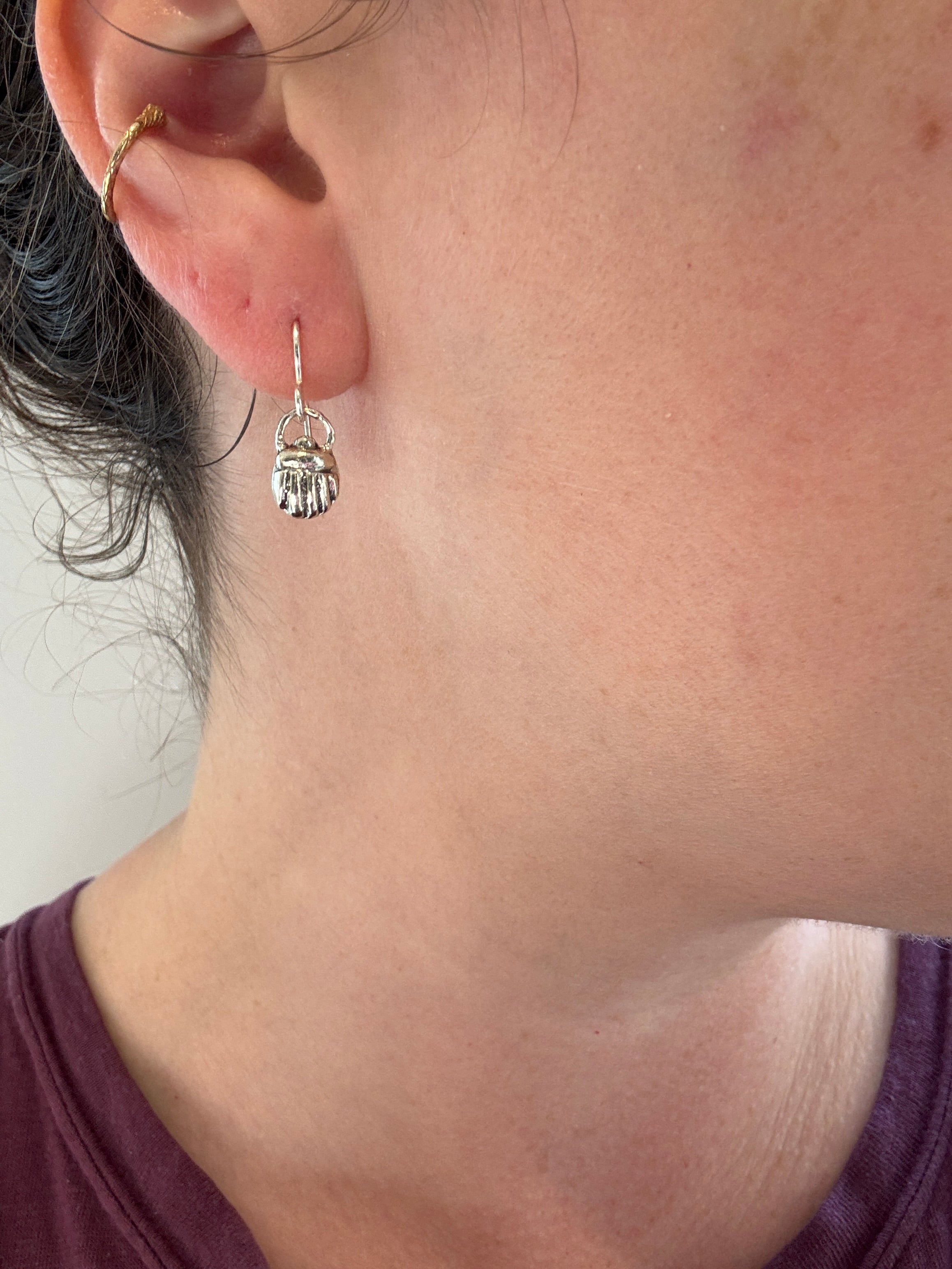Sterling Silver Scarab Earrings