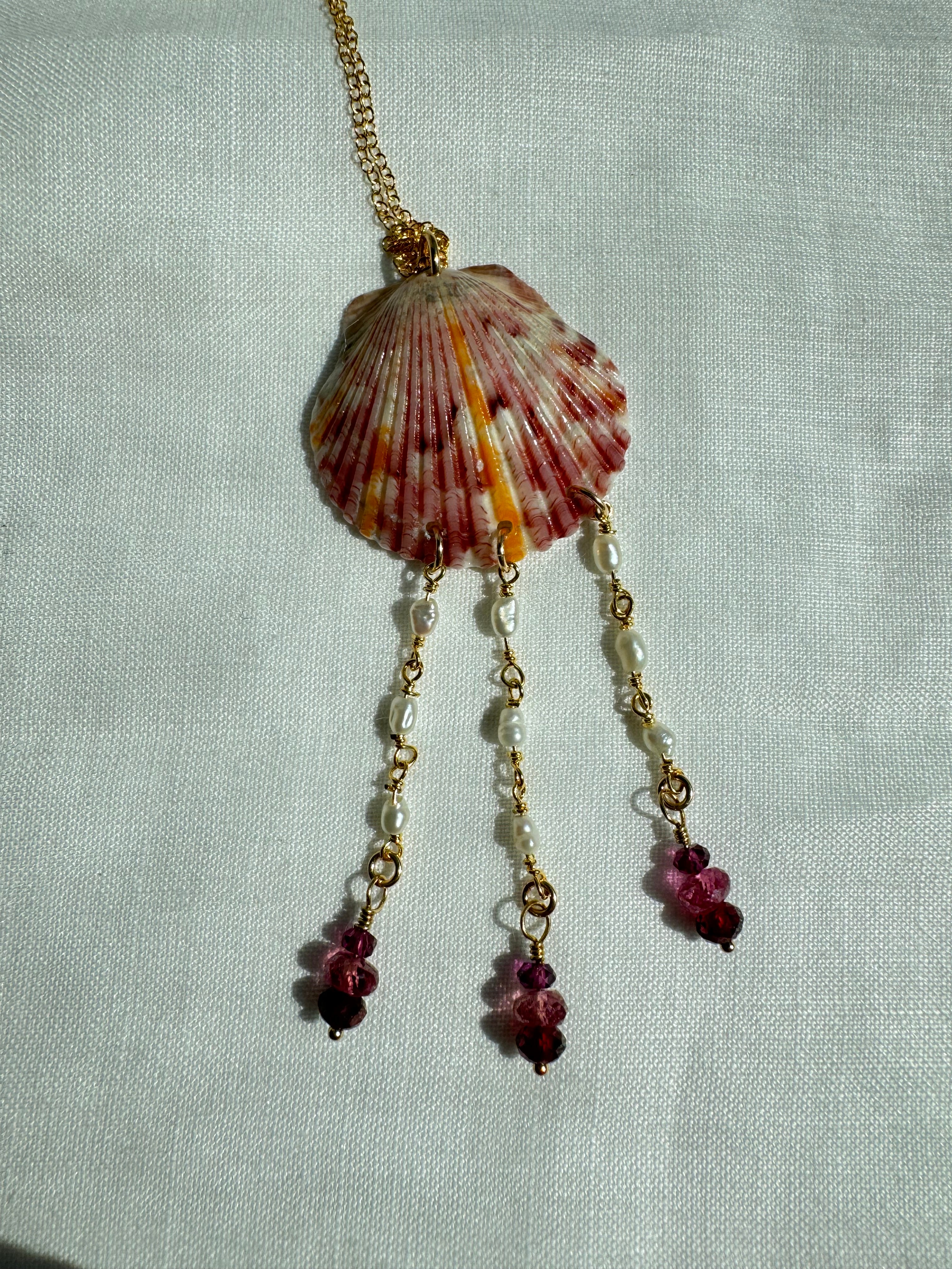 Garnet Shell Necklace
