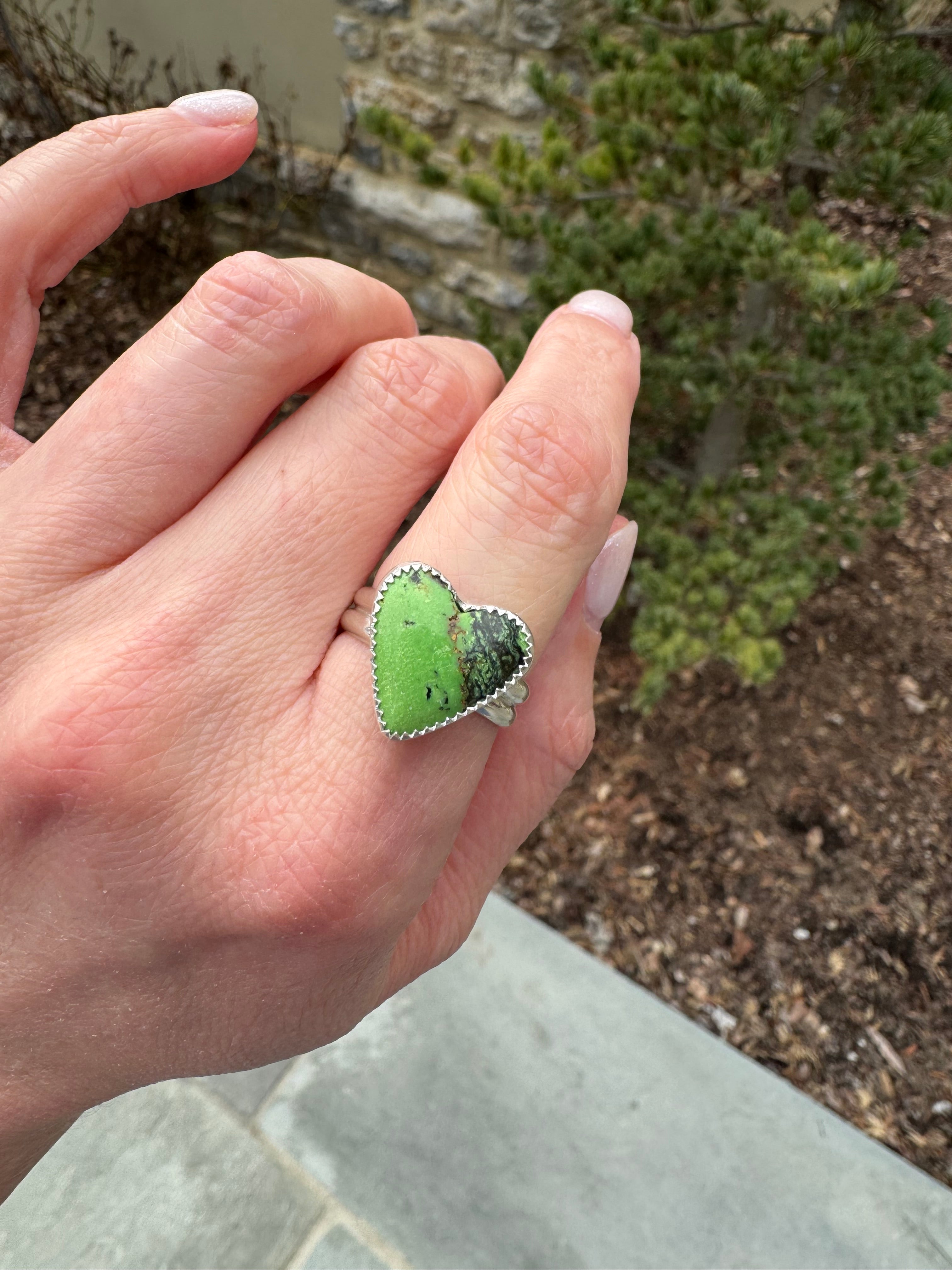 Yungai Turquoise Heart Ring (Size 8)