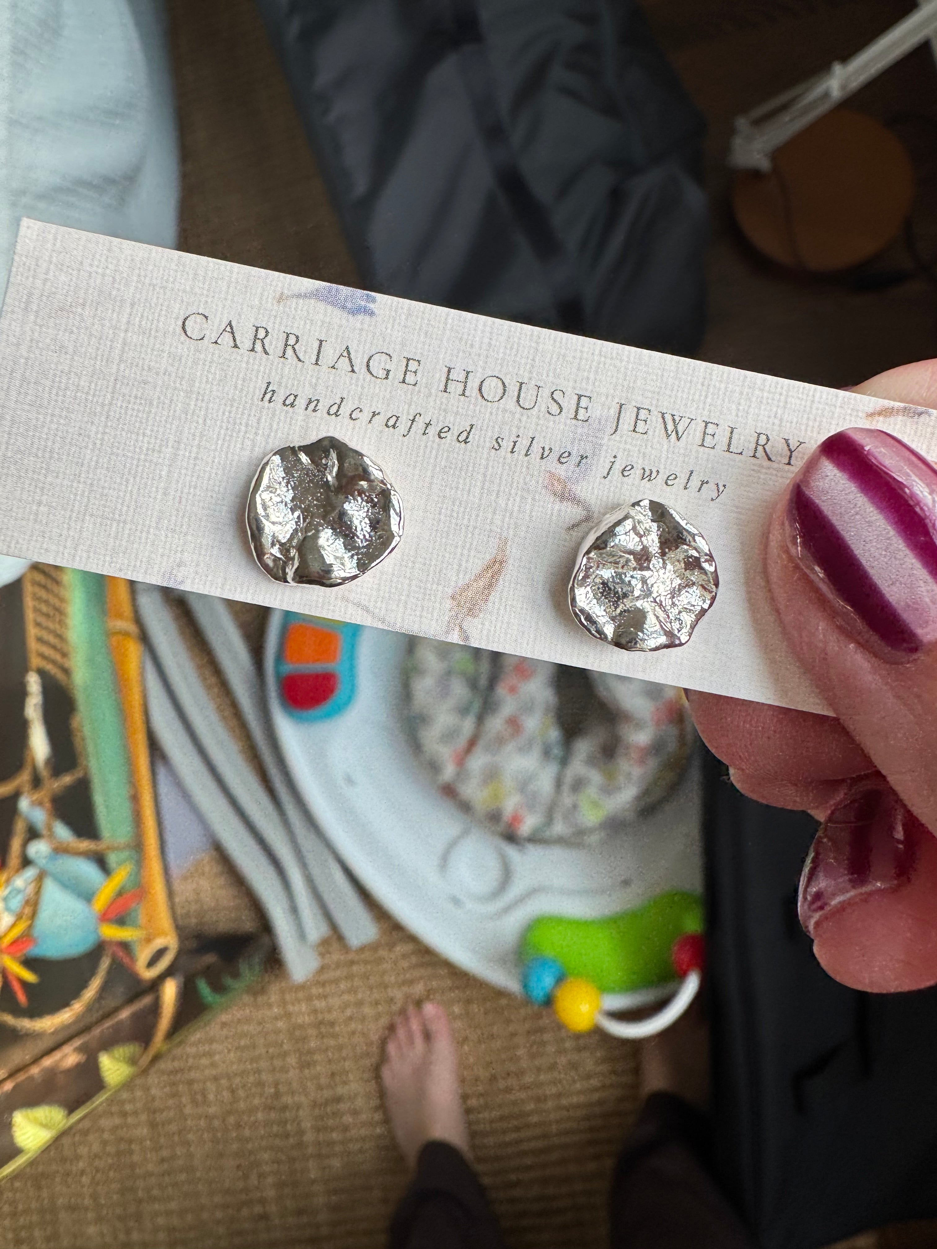 Sterling Silver Water Cast Studs