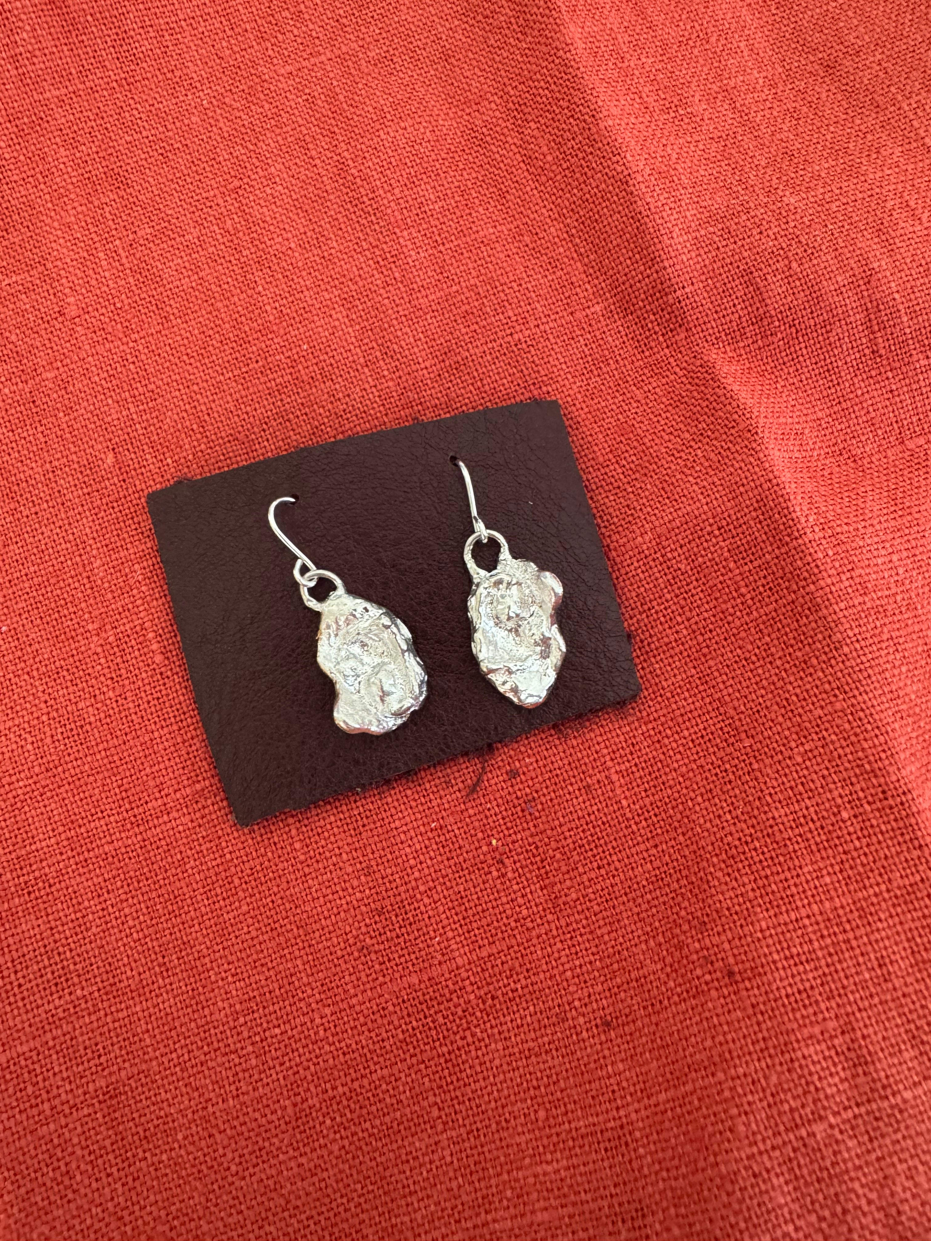 Sterling Silver Water Cast Drop Earrings