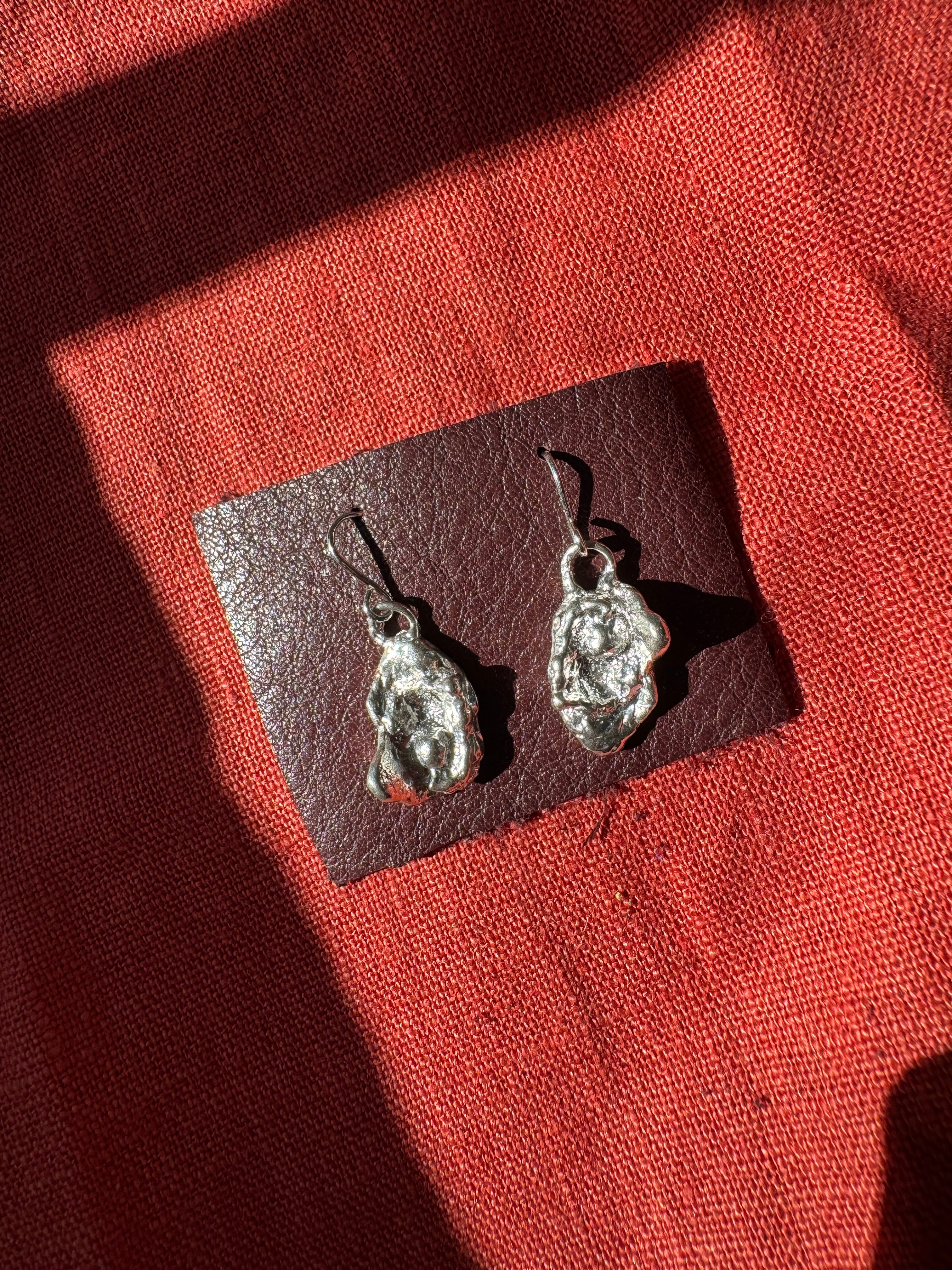 Sterling Silver Water Cast Drop Earrings