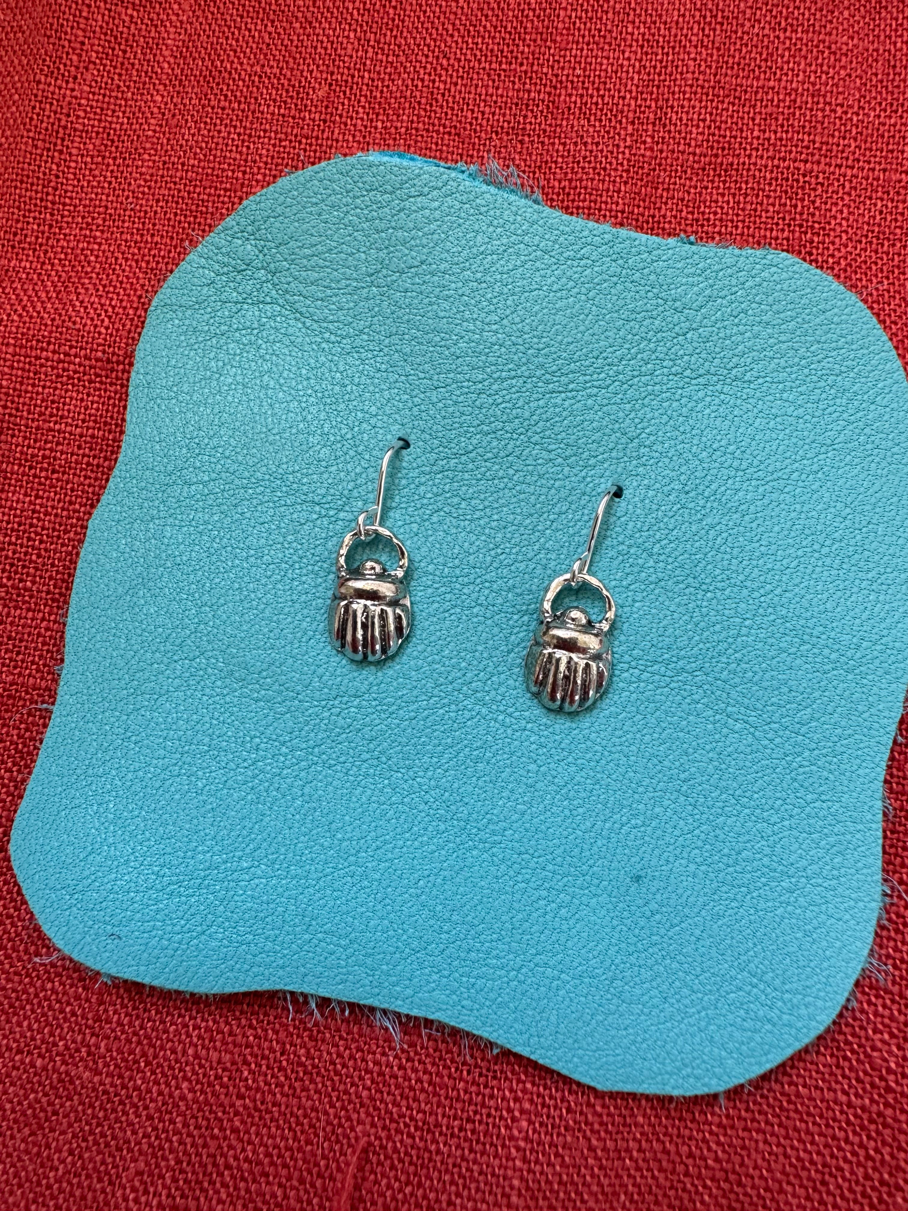Sterling Silver Scarab Earrings