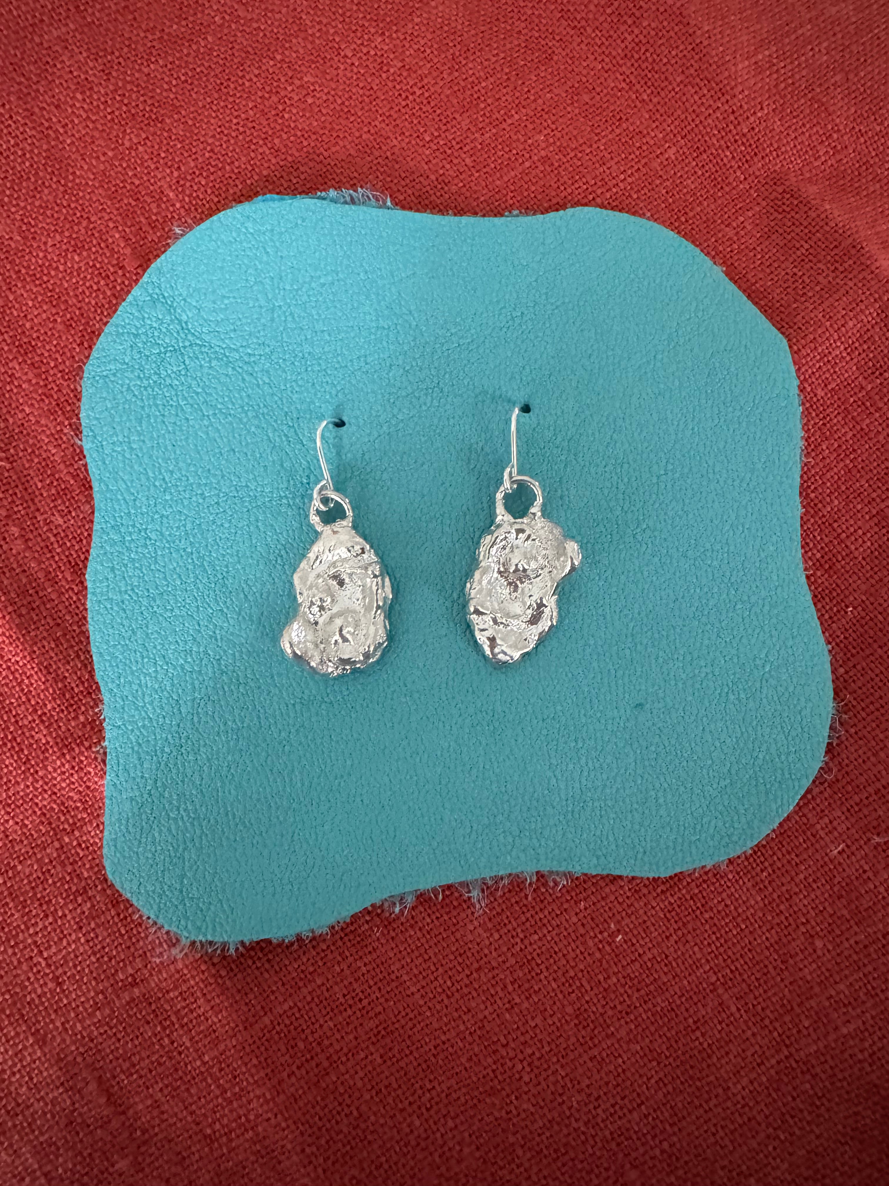 Sterling Silver Water Cast Drop Earrings
