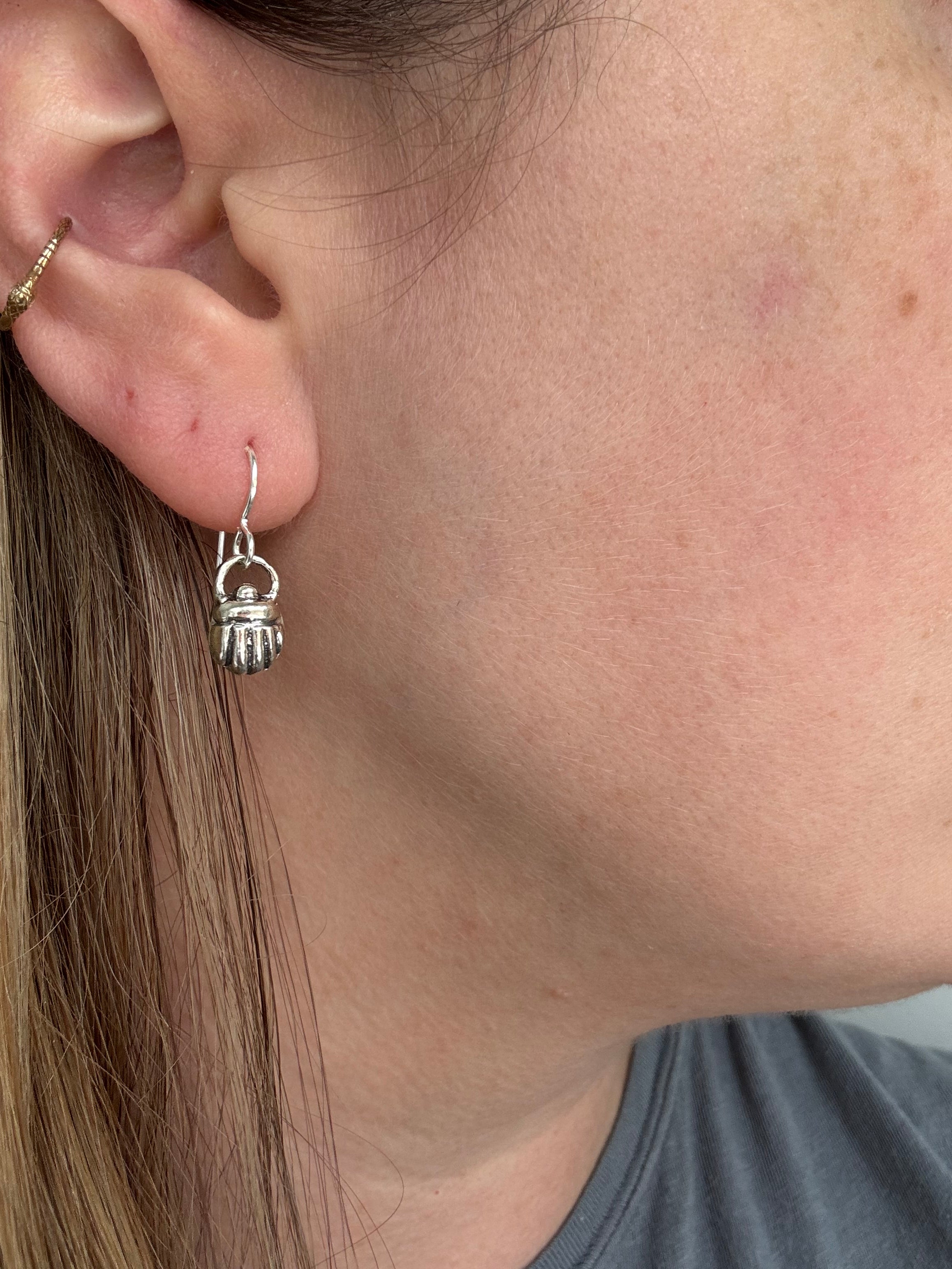 Sterling Silver Scarab Earrings