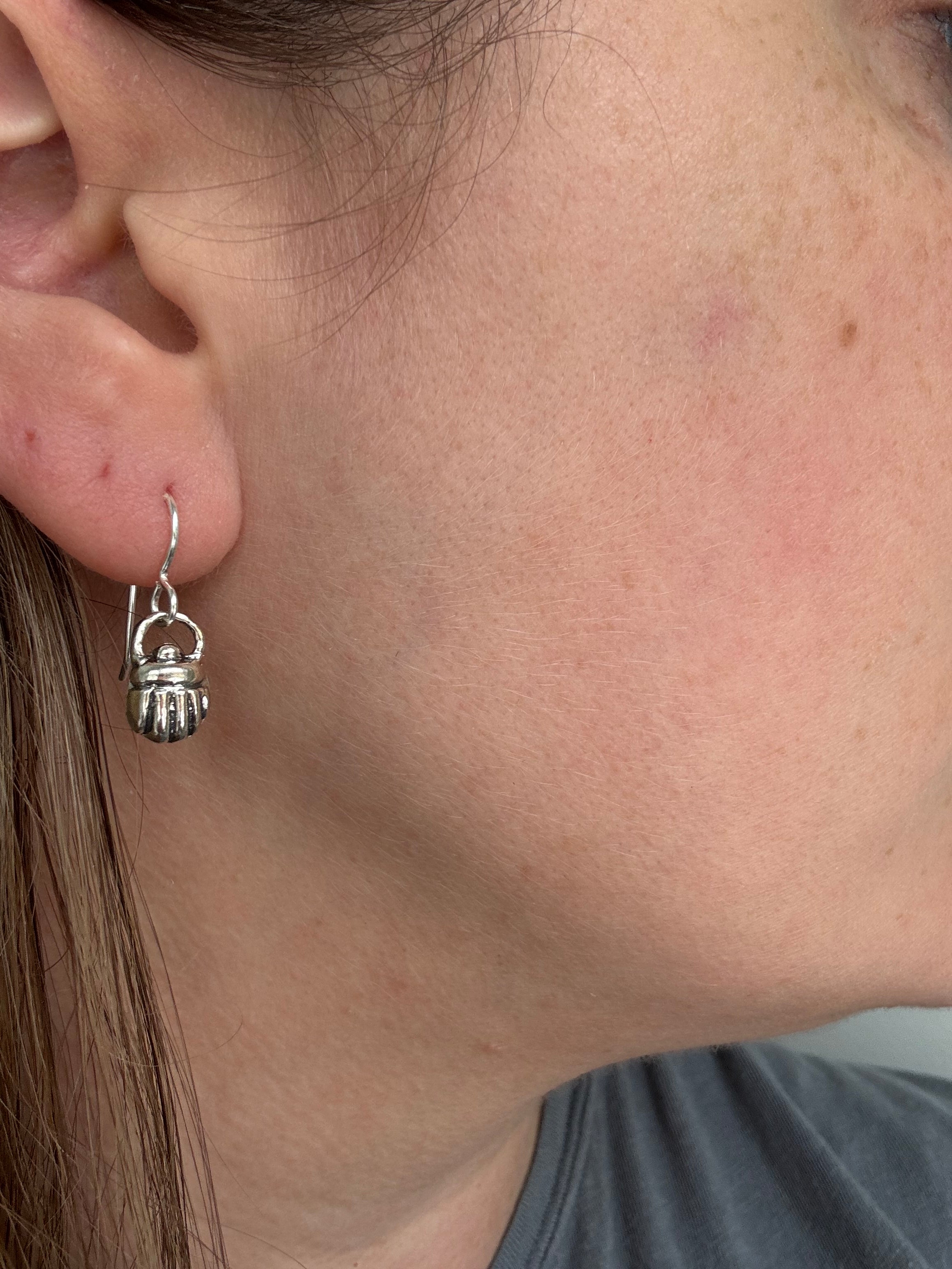 Sterling Silver Scarab Earrings