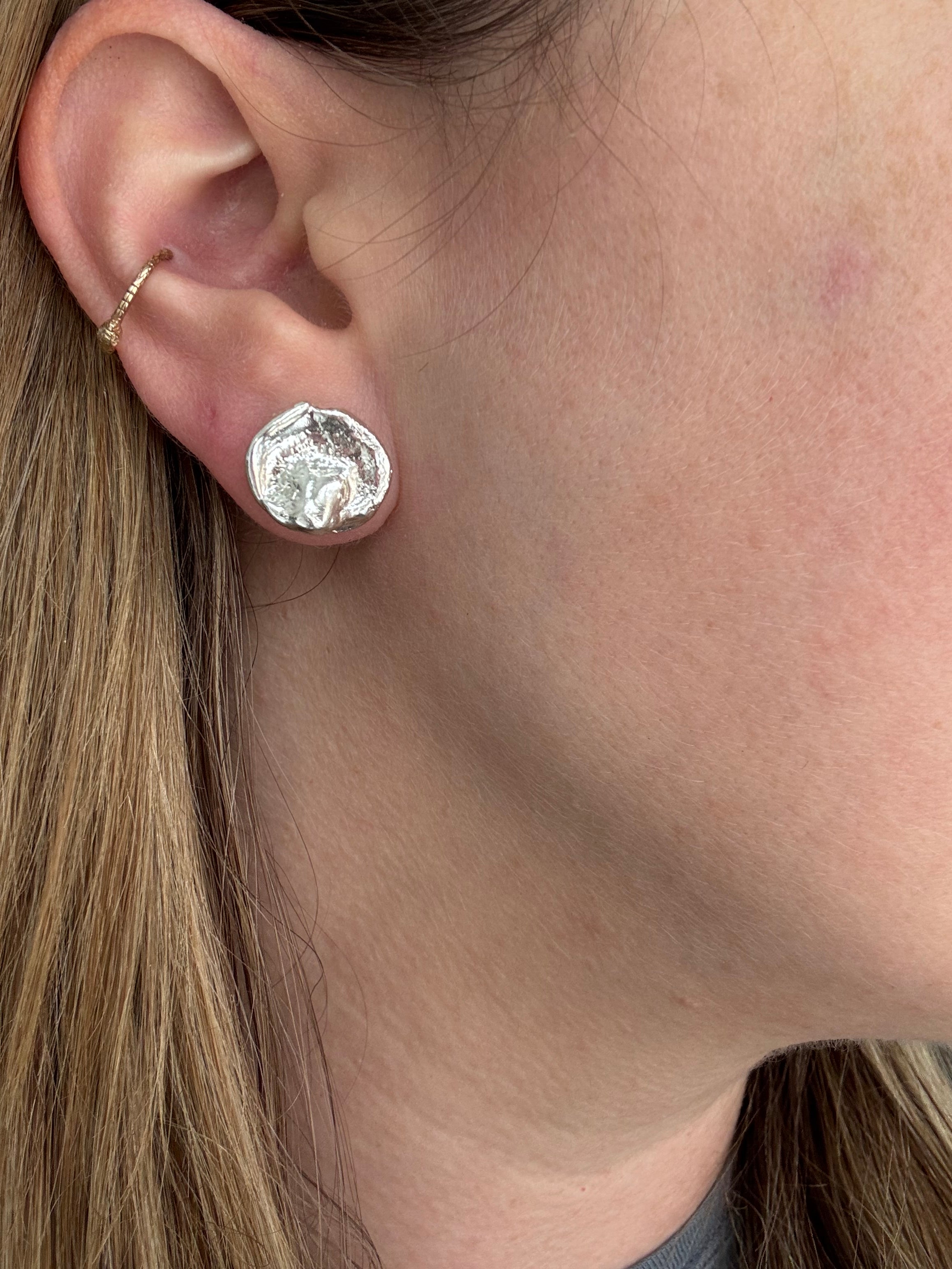 Sterling Silver Water Cast Studs (large)