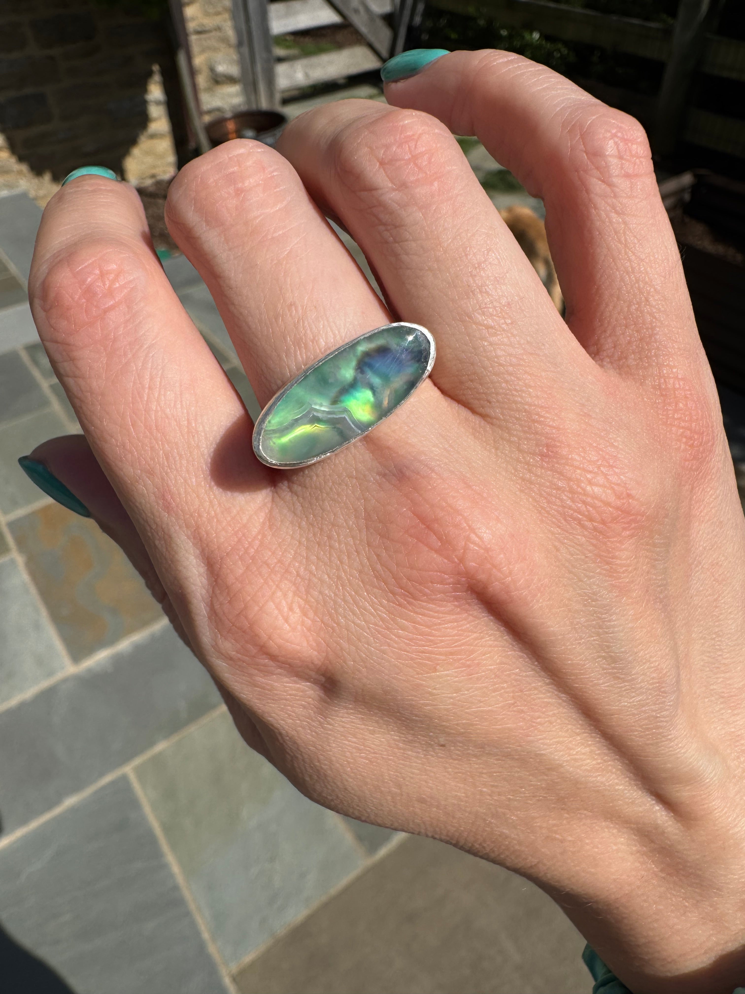 Ochoco tube abalone silver ring