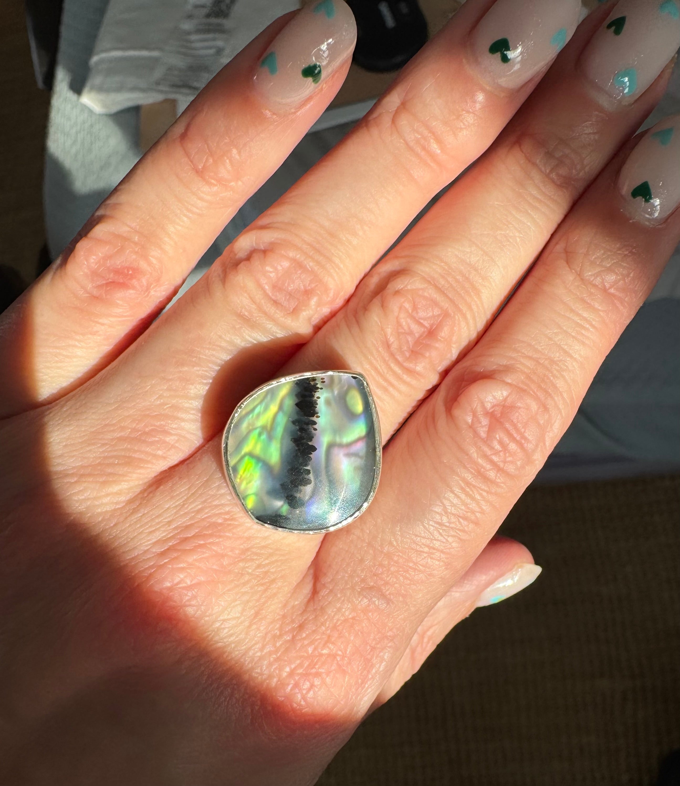 Montana Agate with New Zealand Abalone (Size 7.75)