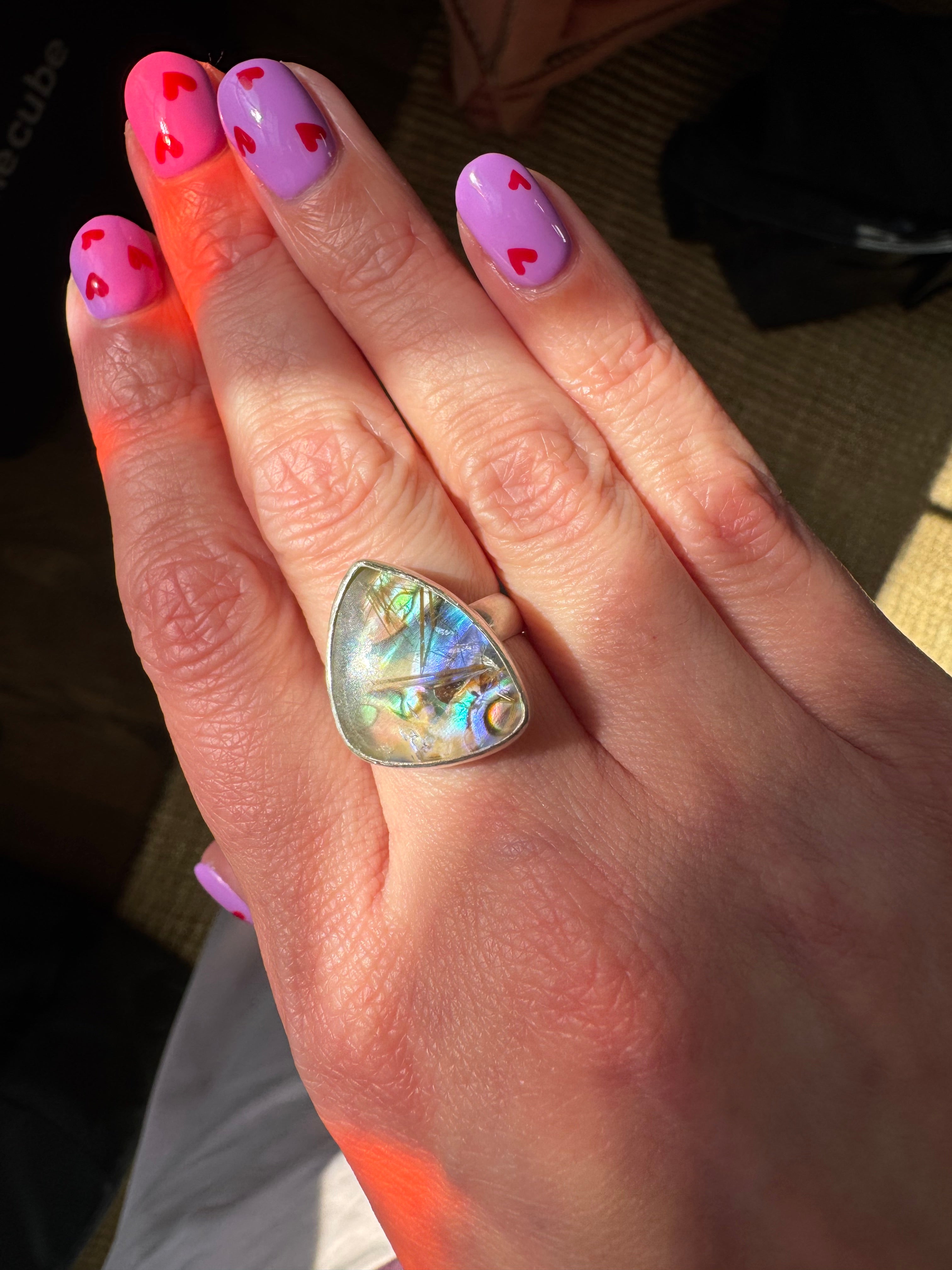 Rutile Quartz with New Zealand Abalone (Size 7.5)