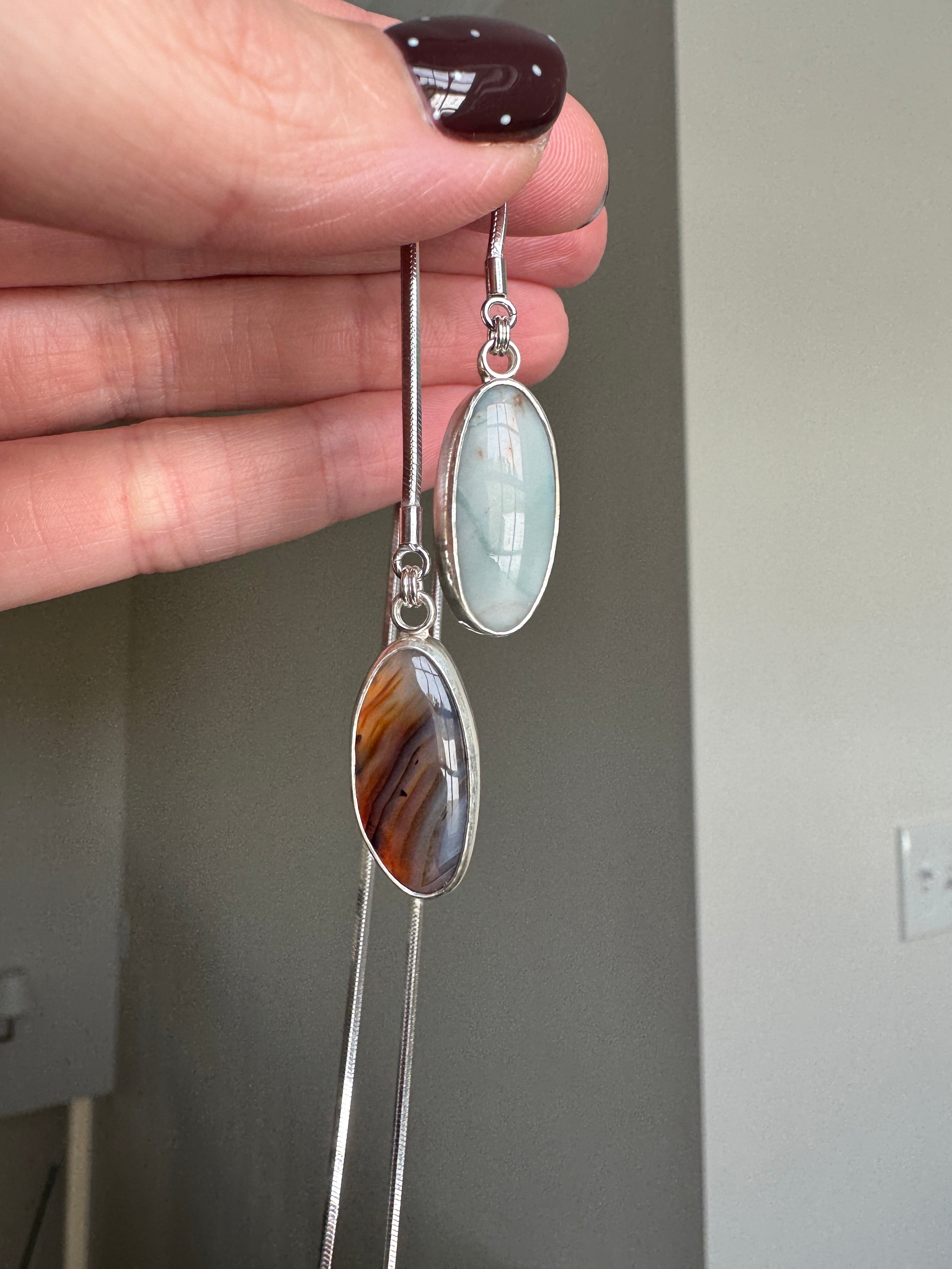 Montana Agate Jasper Sterling Silver Lariat necklace