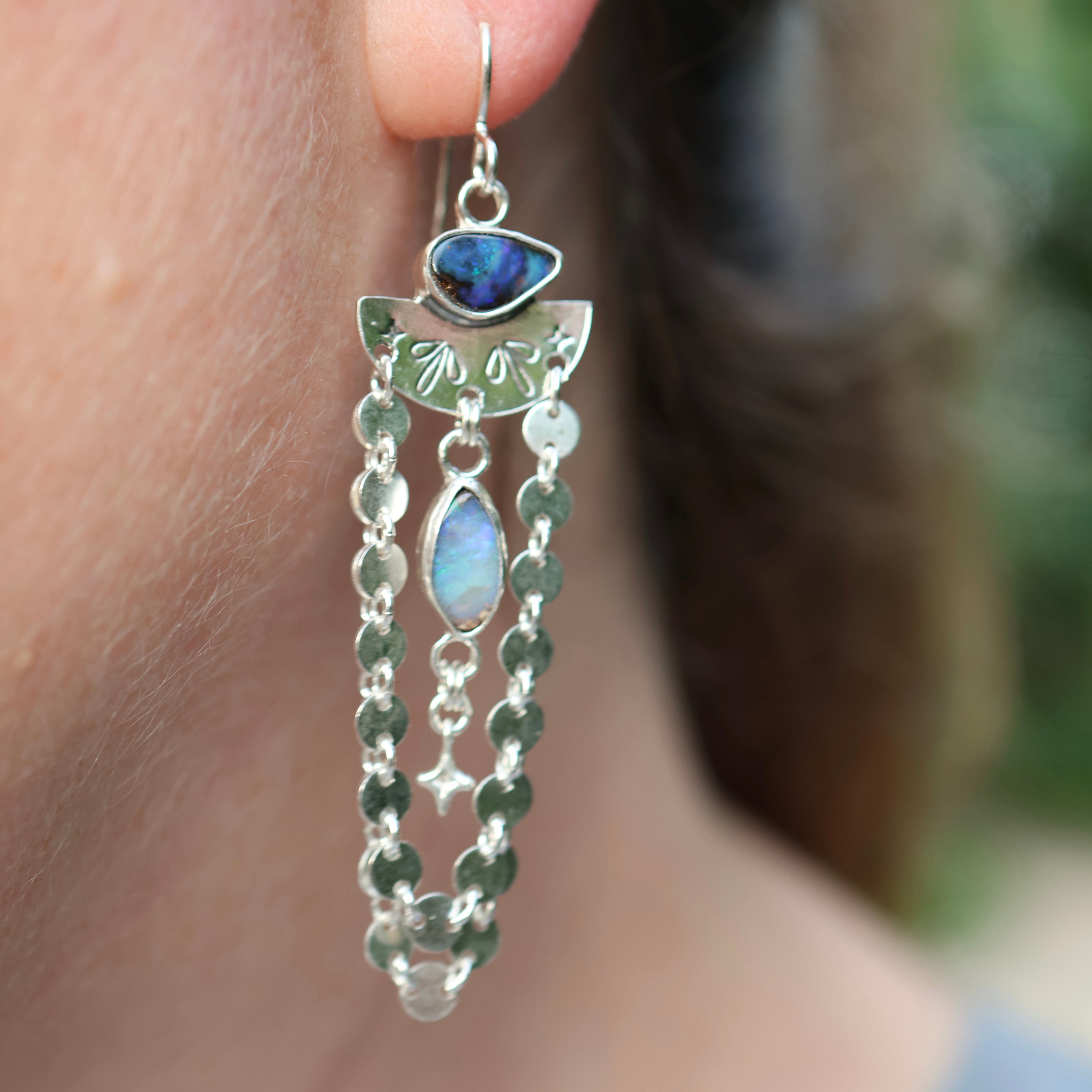 Celestial Opal Starburst Earrings