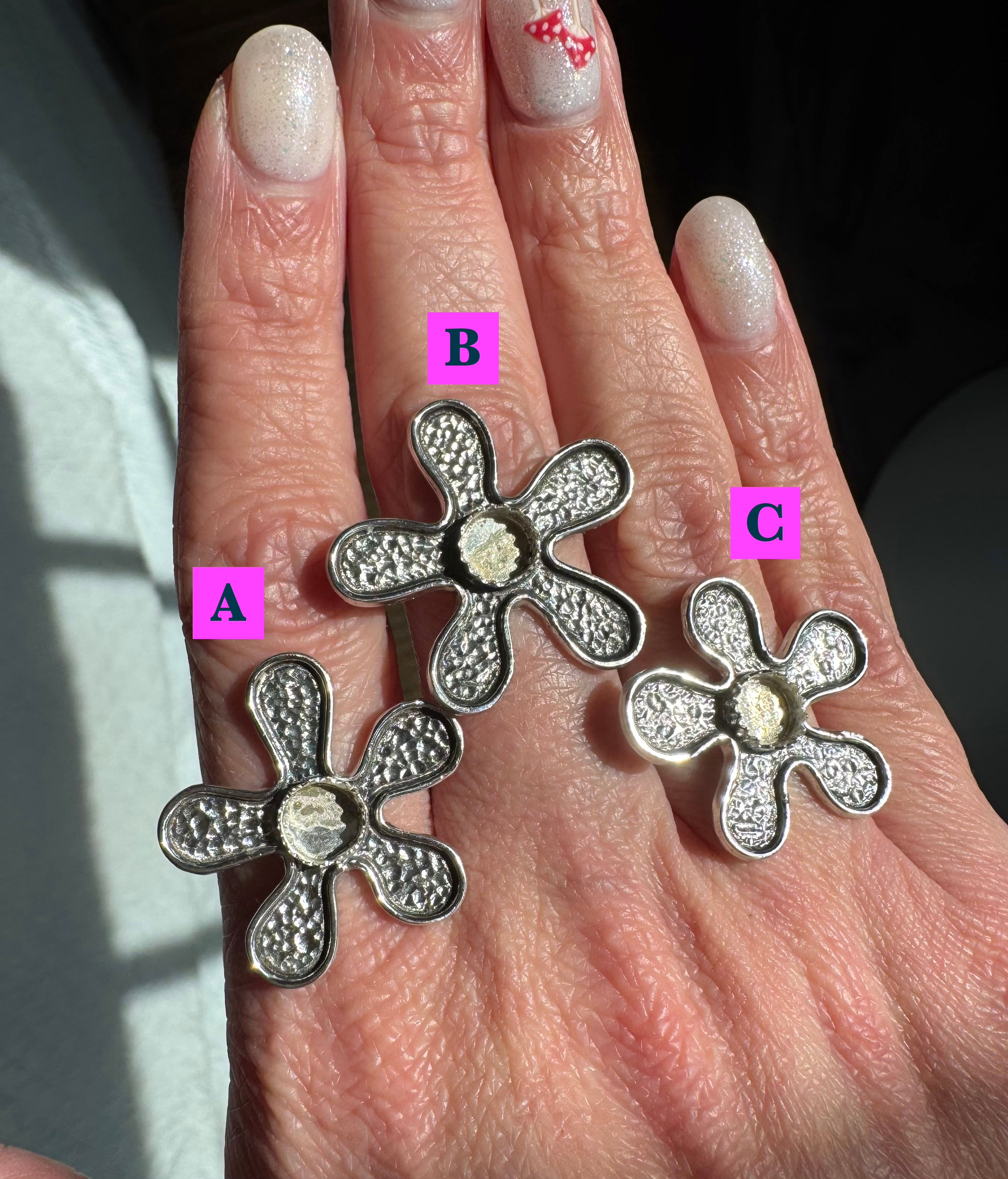 Sterling Silver Flower Ring with Peridot