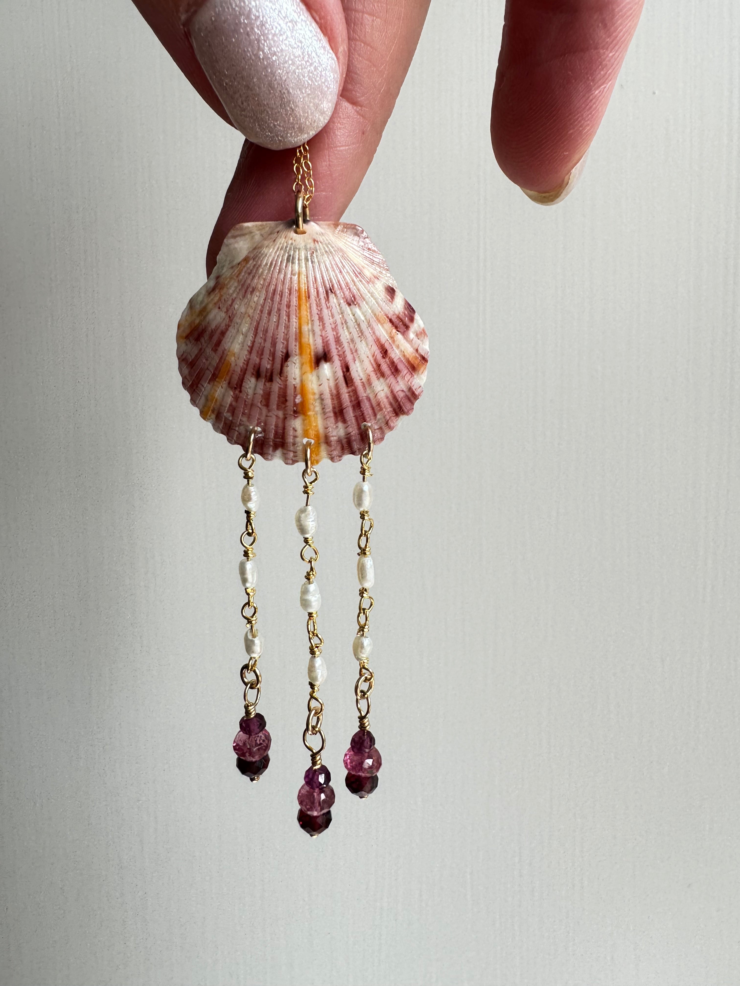 Garnet Shell Necklace