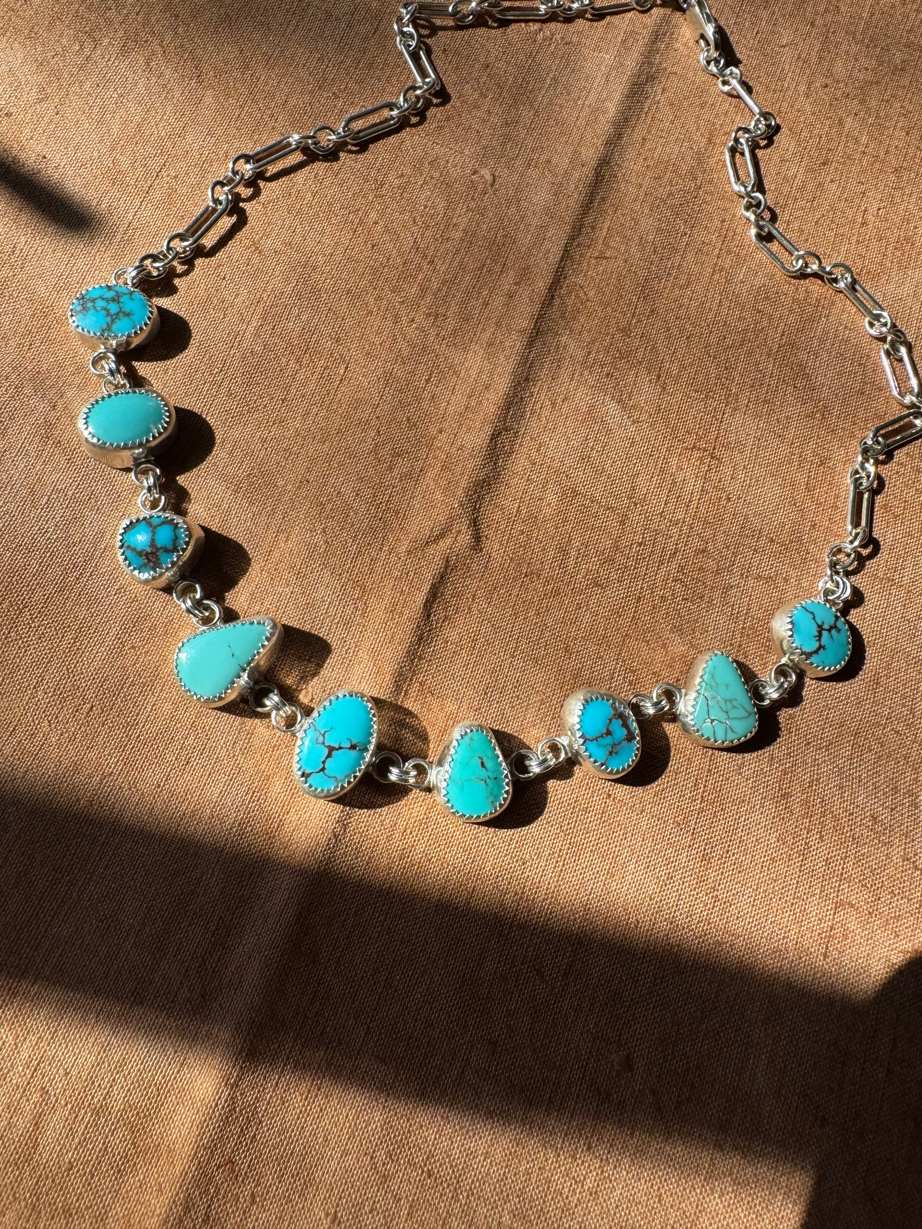 Egyptian Turquoise Choker in Sterling Silver | Multi-Stone Statement Necklace — One of a Kind