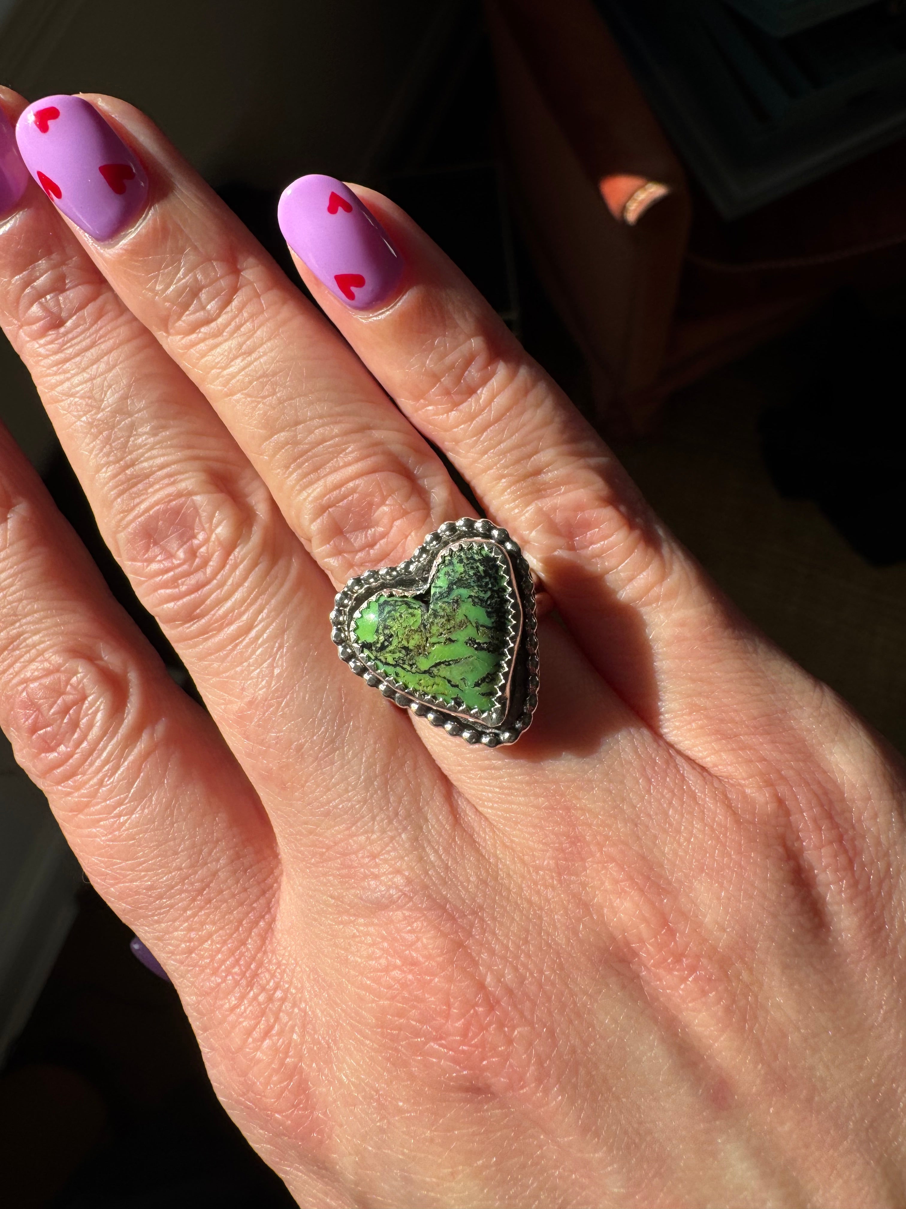Beaded Turquoise Heart Rings