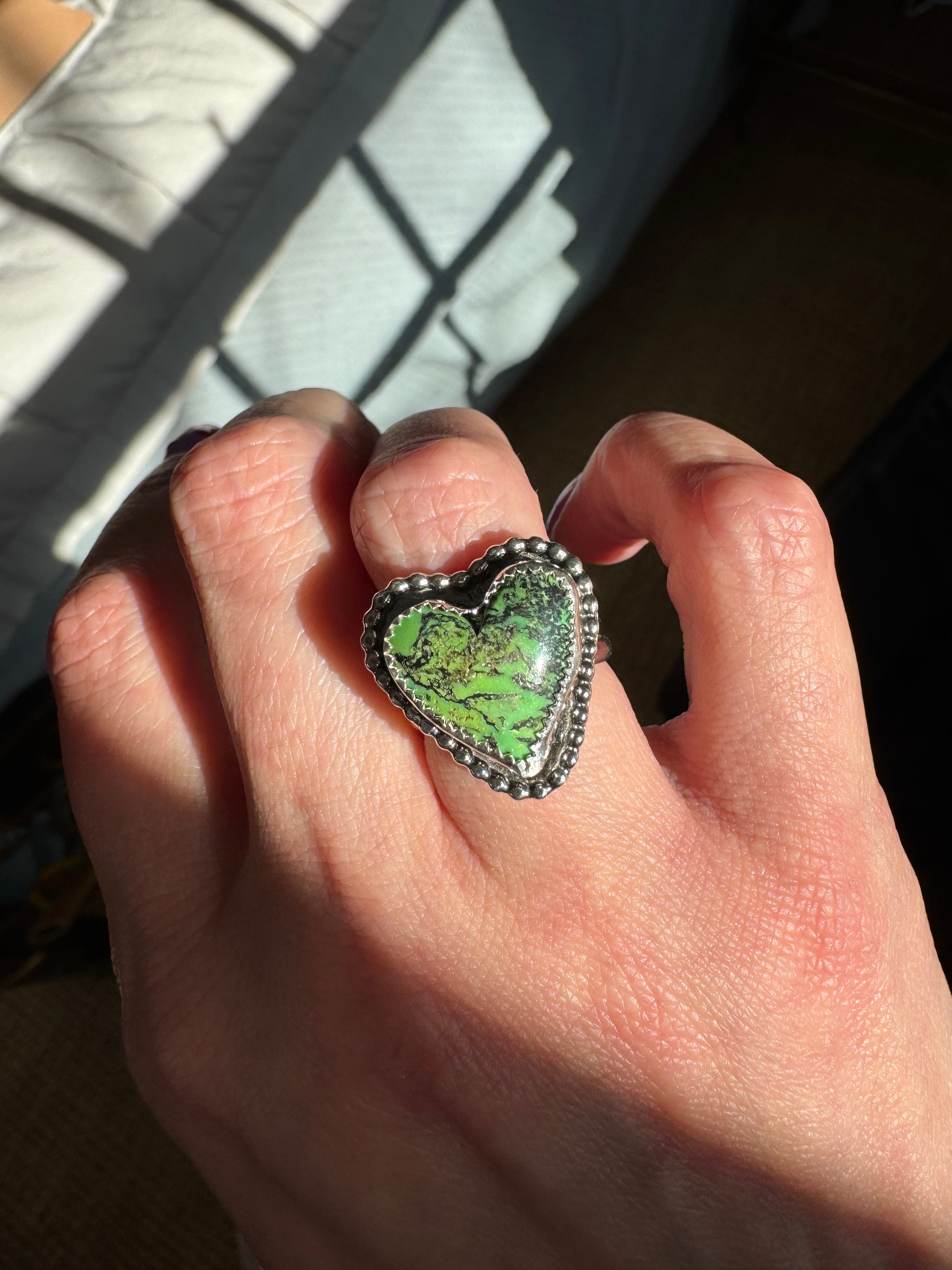 Beaded Turquoise Heart Rings