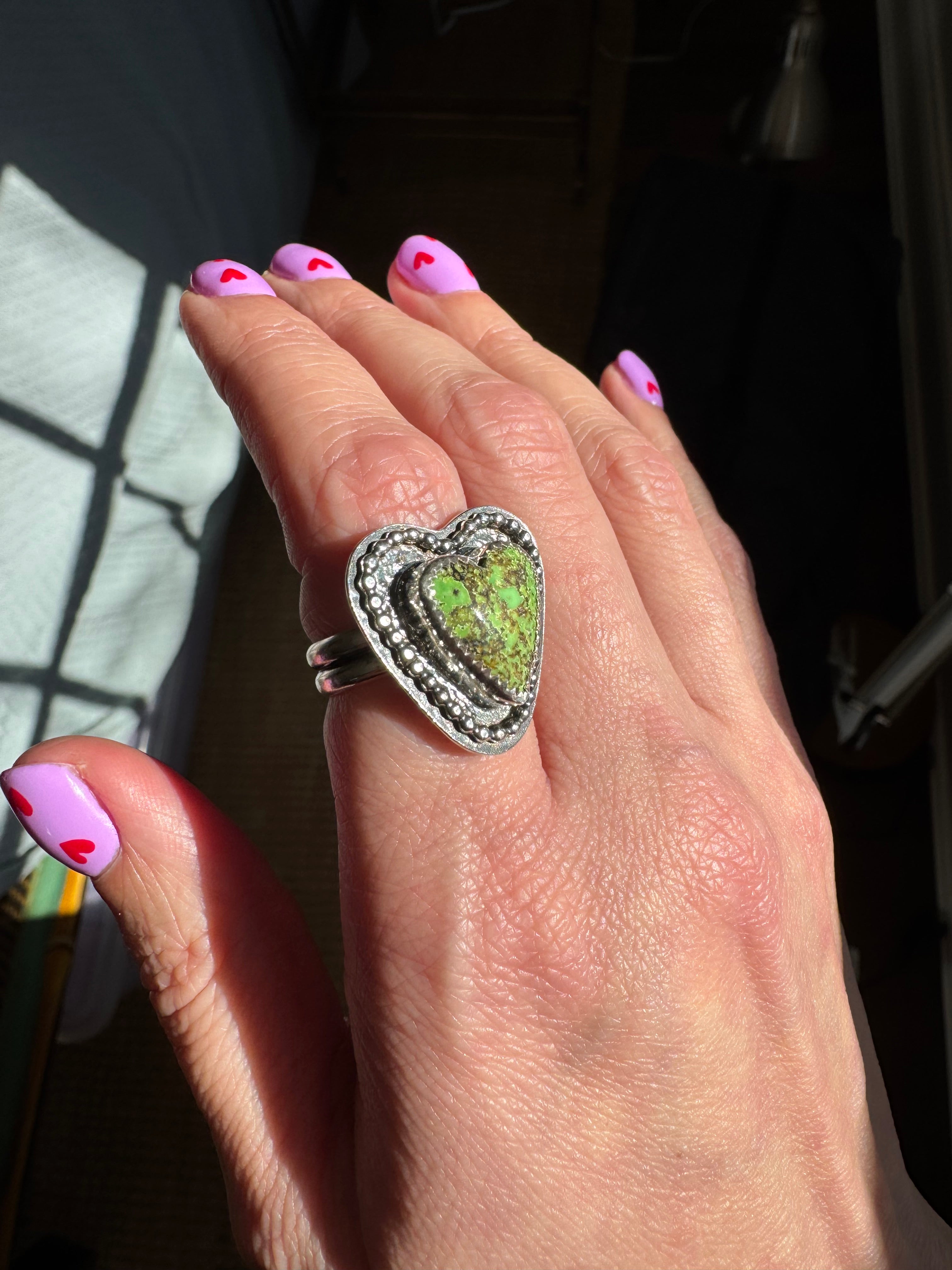 Beaded Turquoise Heart Rings