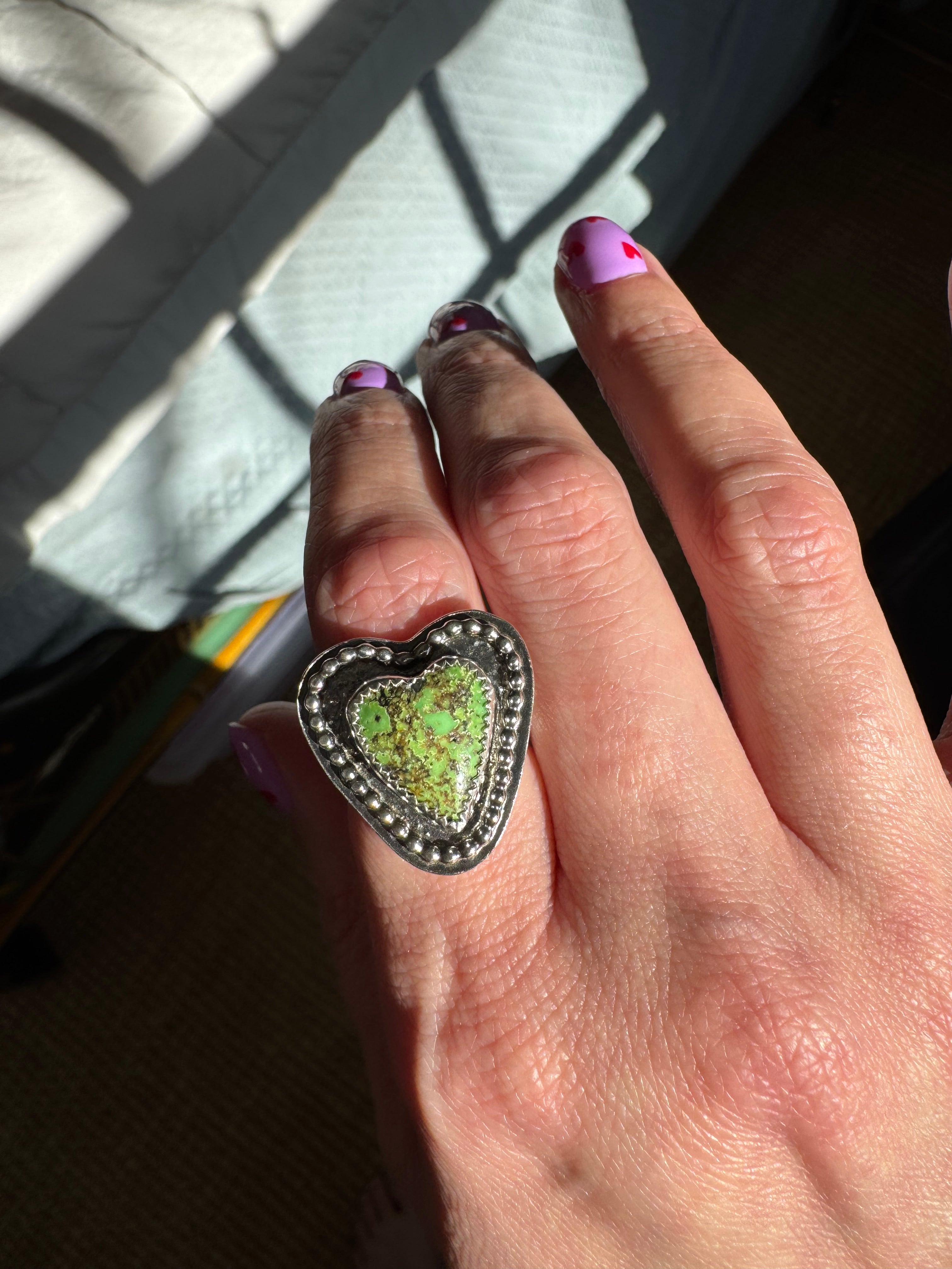 Beaded Turquoise Heart Rings