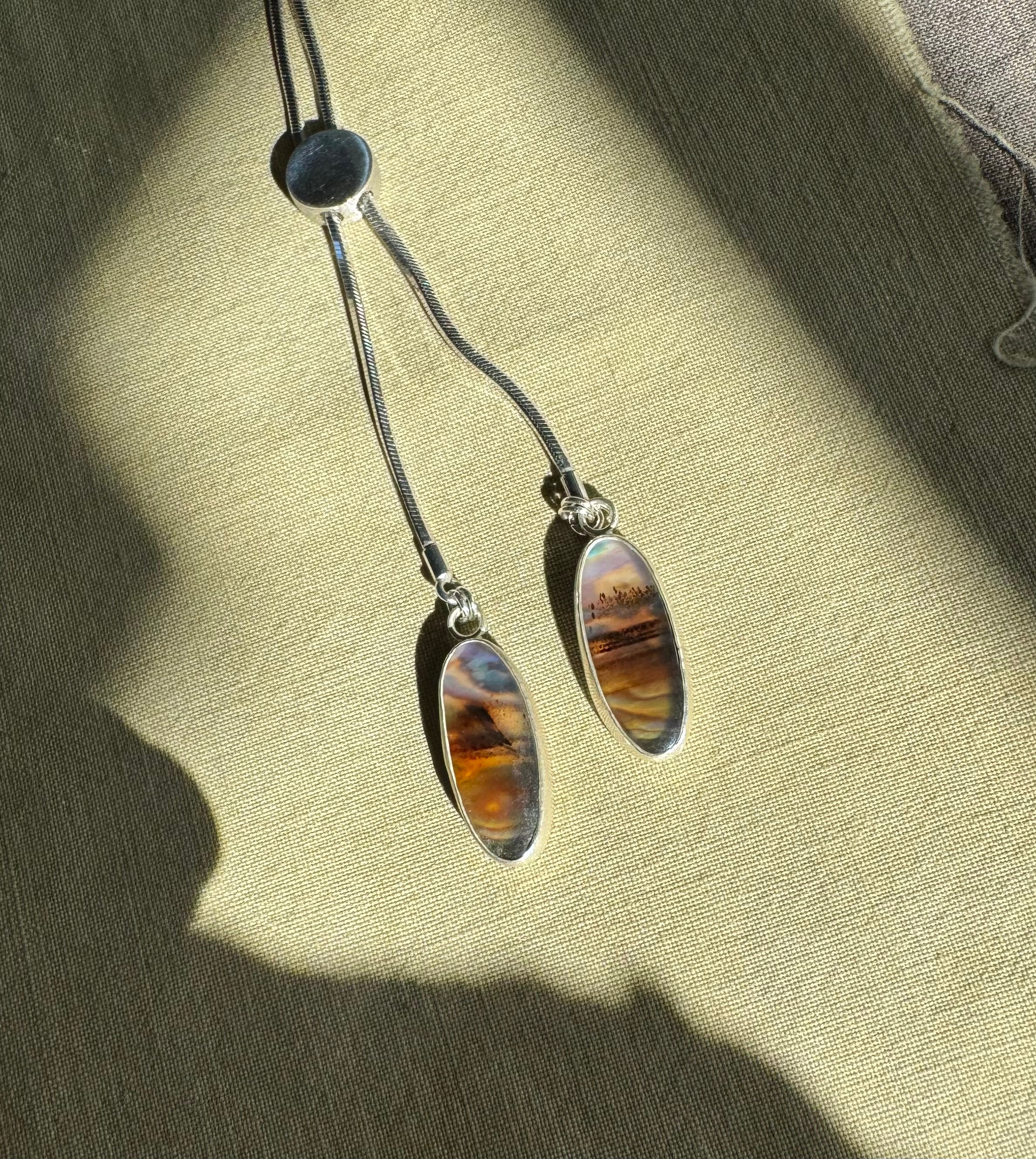 Abalone & Montana Agate Bolo Necklace