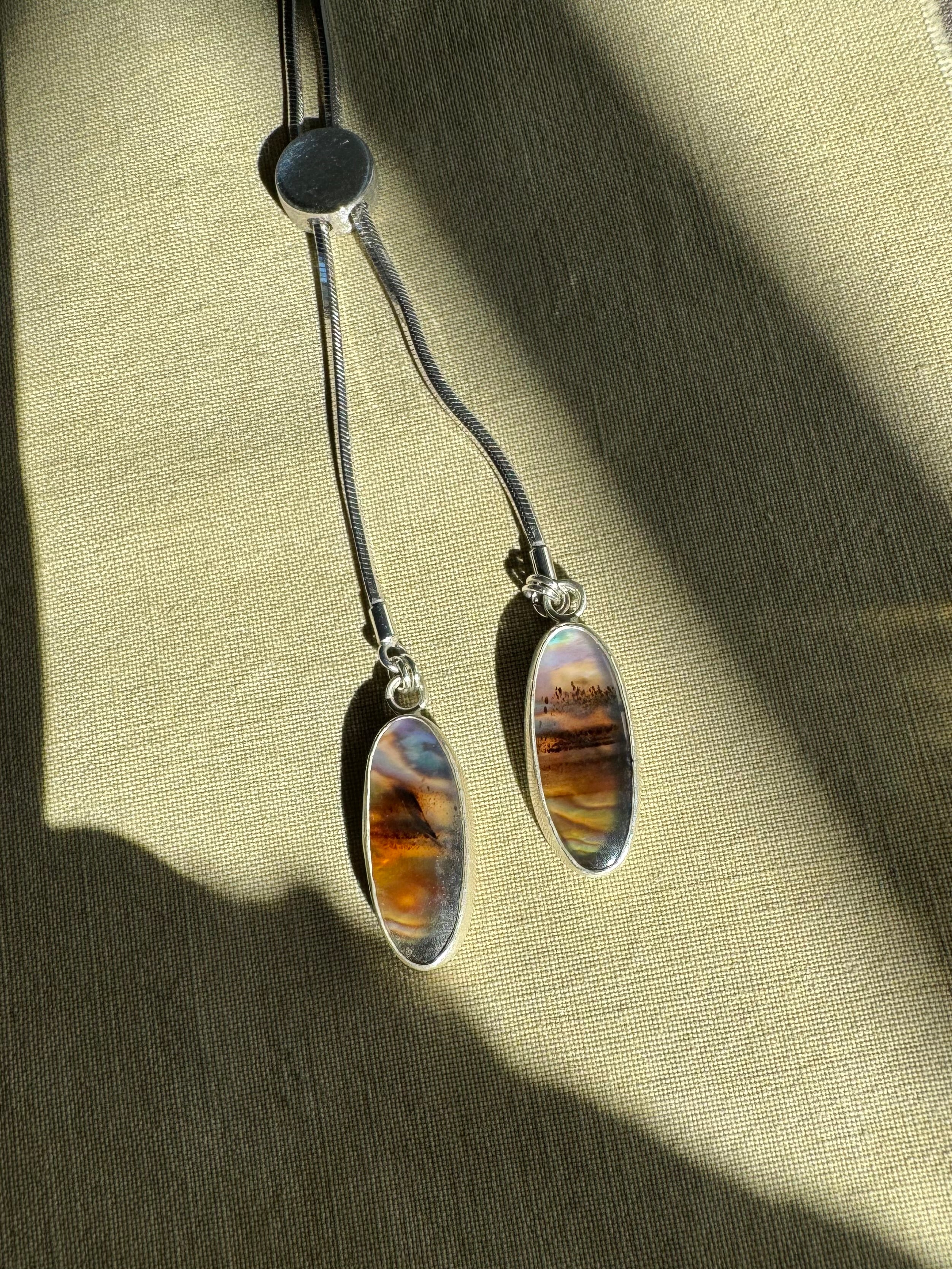Abalone & Montana Agate Bolo Necklace