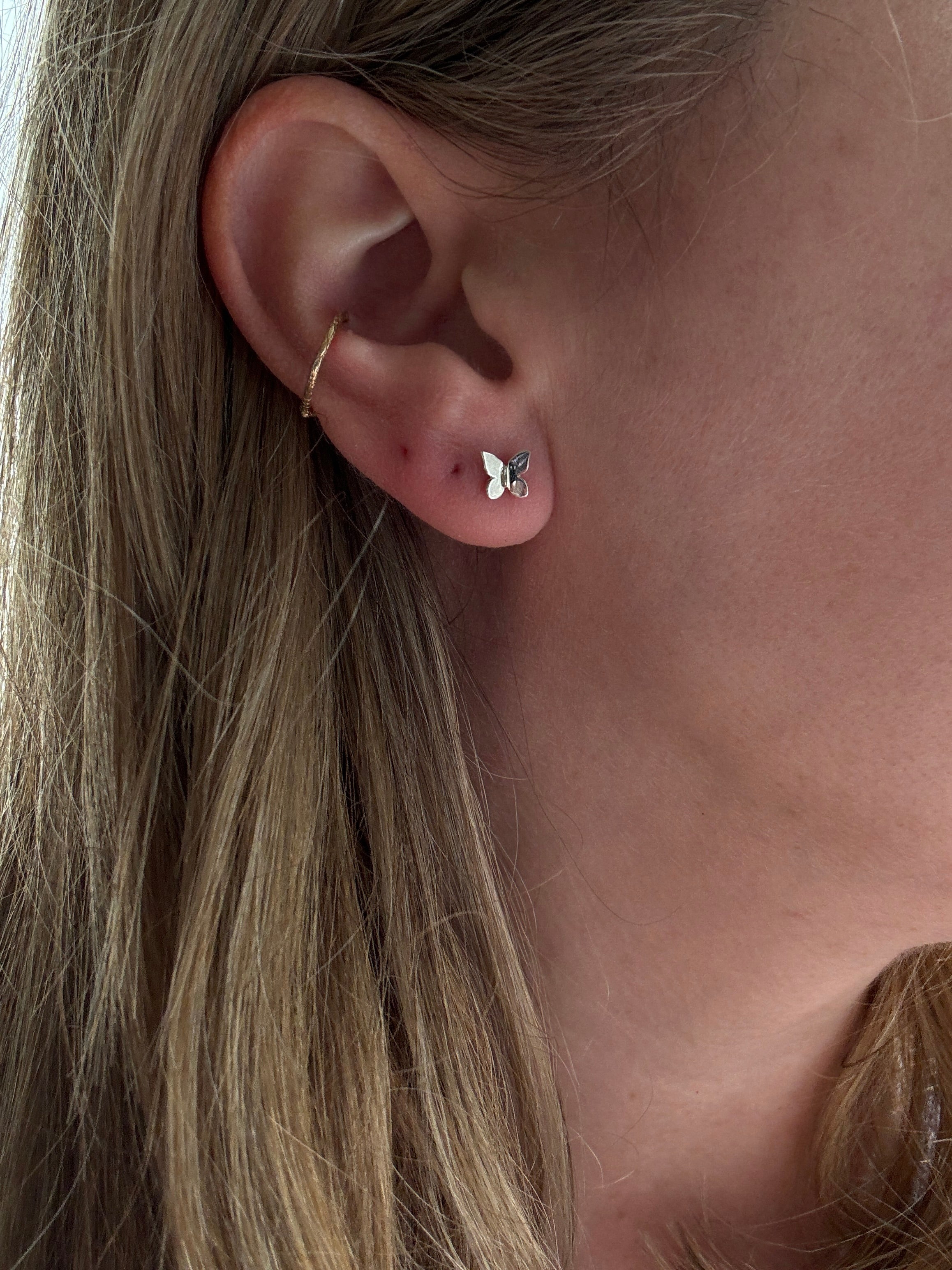 sterling silver butterfly stud earring